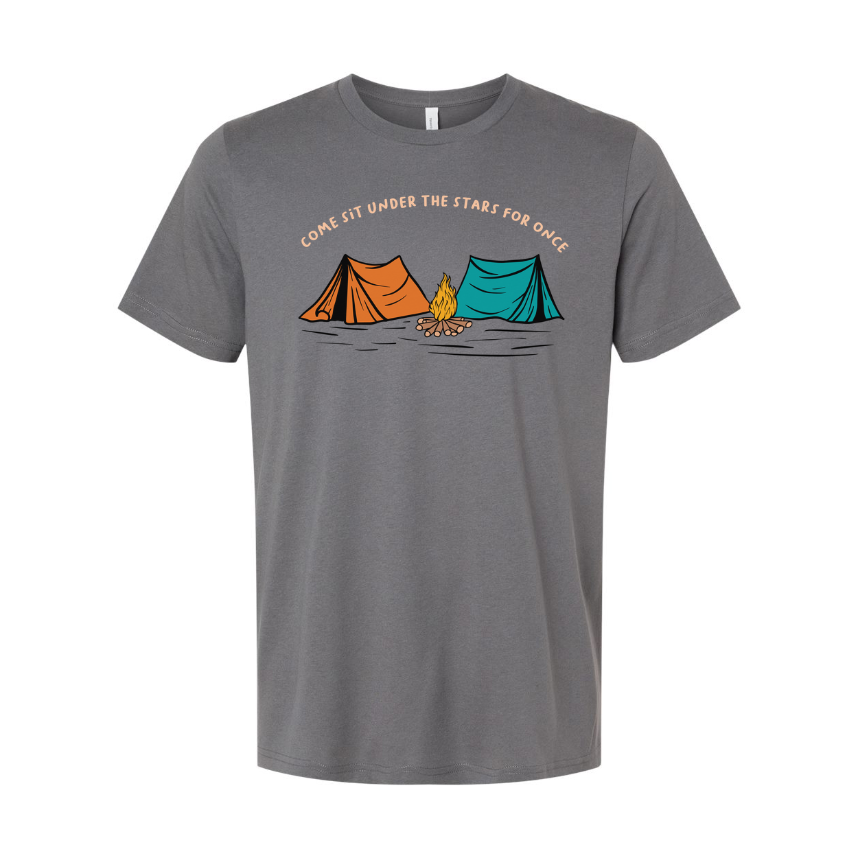 Unisex Outdoor Camping Tee With Tents And Campfire