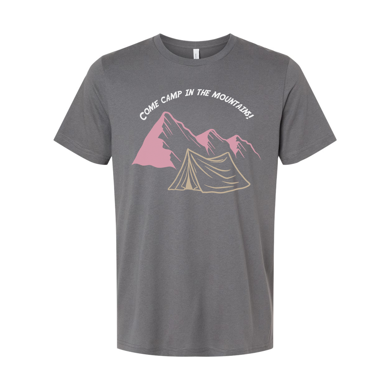 Unisex Outdoor Camping Graphic Tee With Mountain Range Tent Illustration And Arching Text