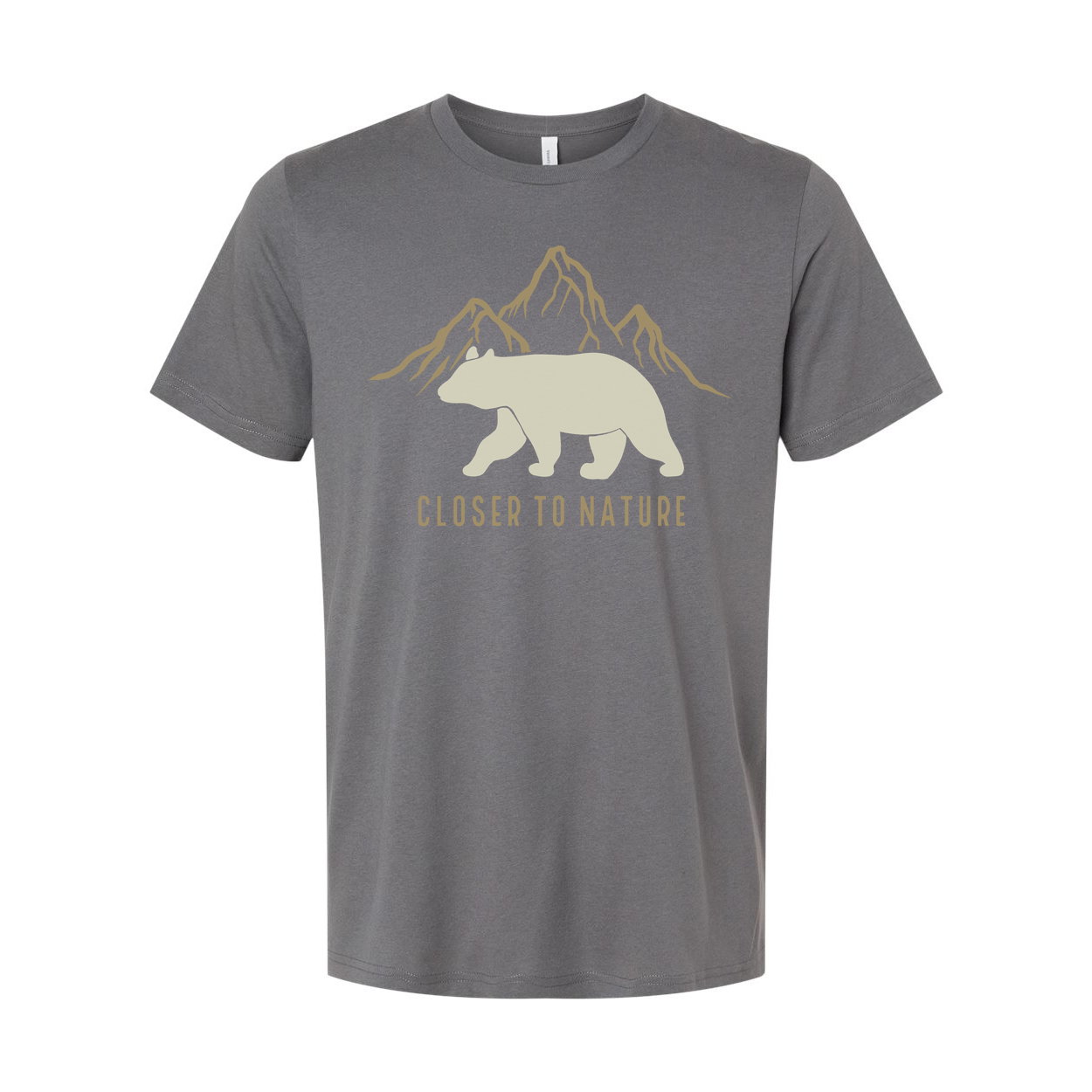 Bear And Mountain Graphic T Shirt With Closer To Nature Motto For Outdoors Lovers