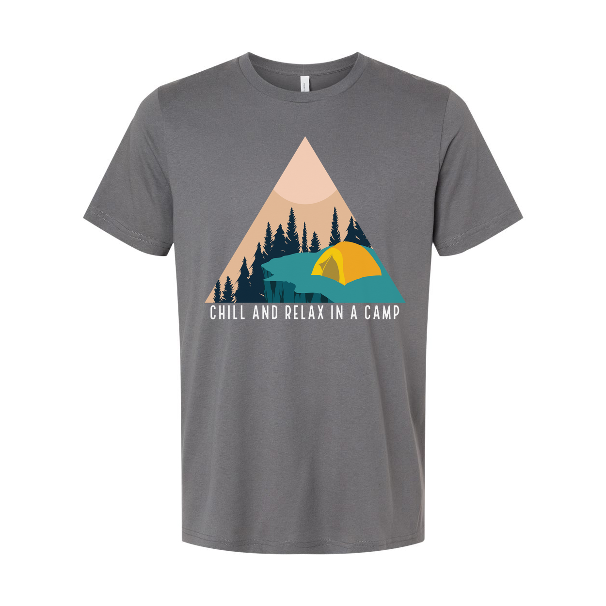 Unisex Outdoor Camping Graphic Tee With Tent And Pine Forest Scene For Hiking Trips