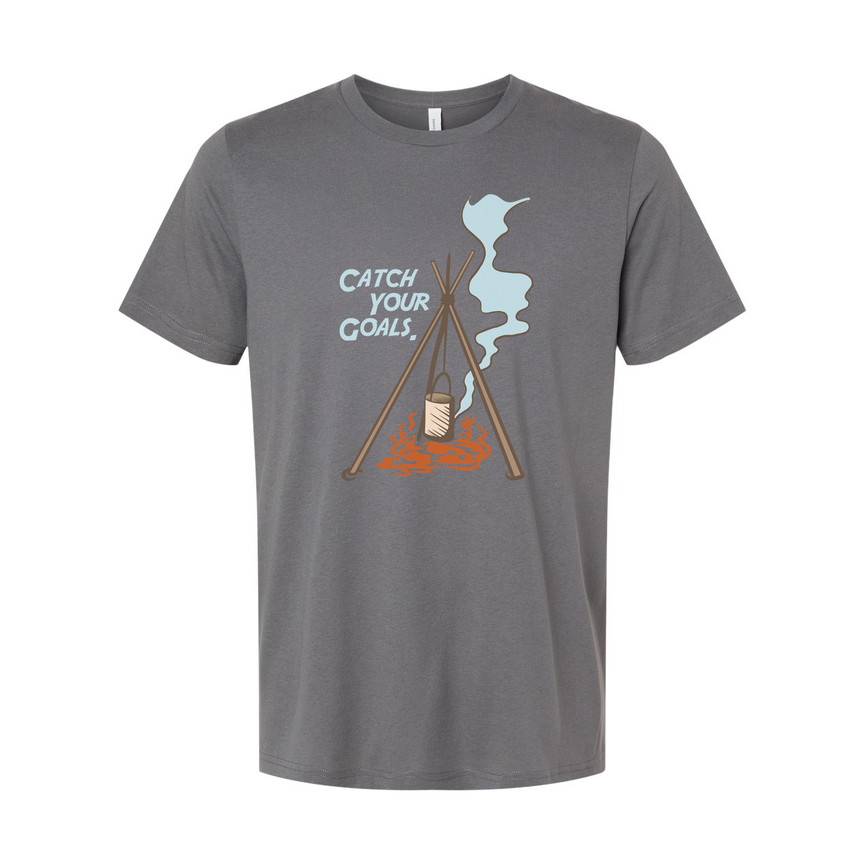 Unisex Outdoor Camping T Shirt With Tripod Campfire And Steam Illustration Graphic Tee Design