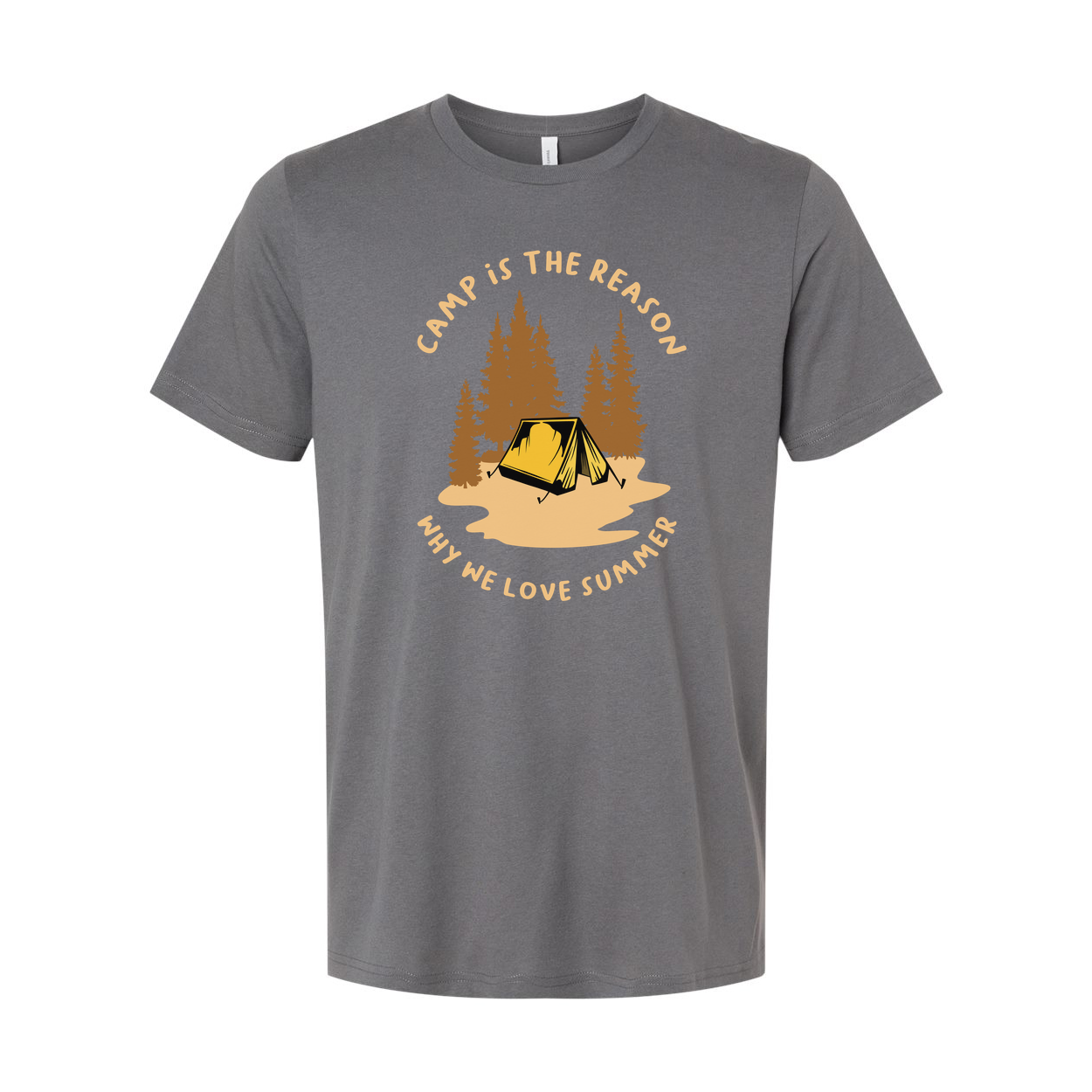 Outdoor Camping Themed Unisex T Shirt With Tent And Pine Forest Illustration For Adventure Lovers