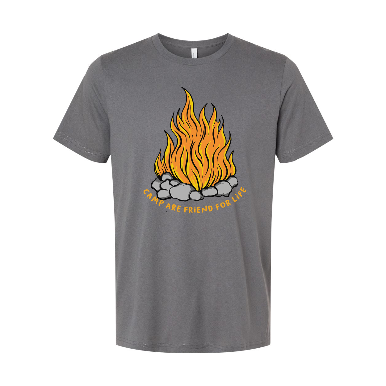 Unisex Campfire Graphic Tee With Flame Design And Rock Fire Pit For Outdoor Adventures