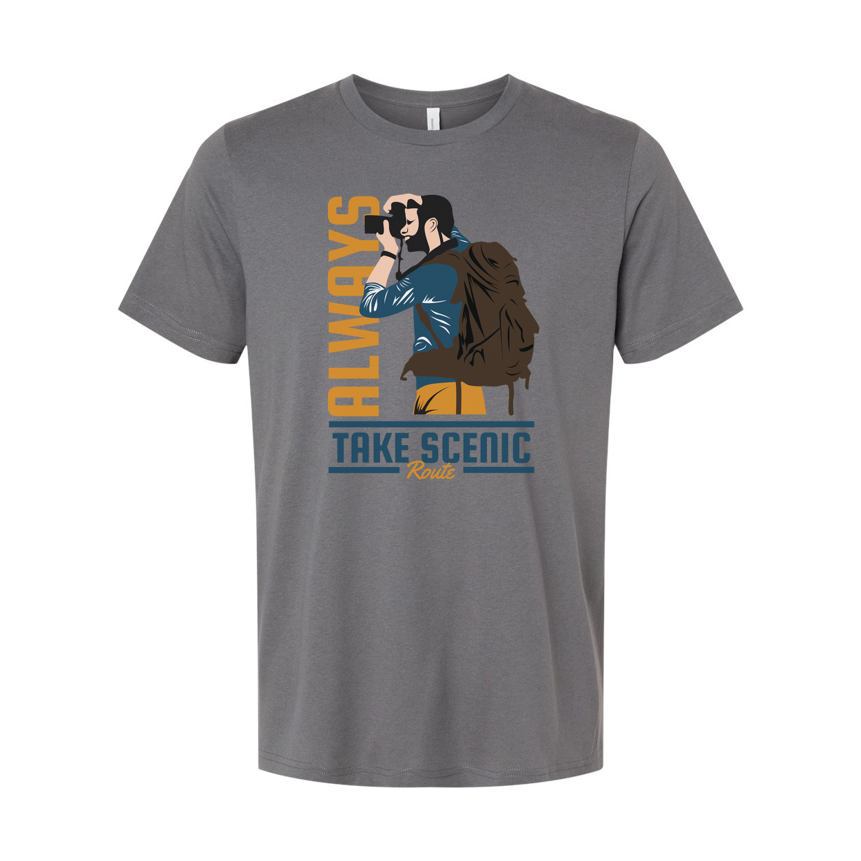 Unisex Outdoors Hiking Graphic Tee With Take Scenic Route Design