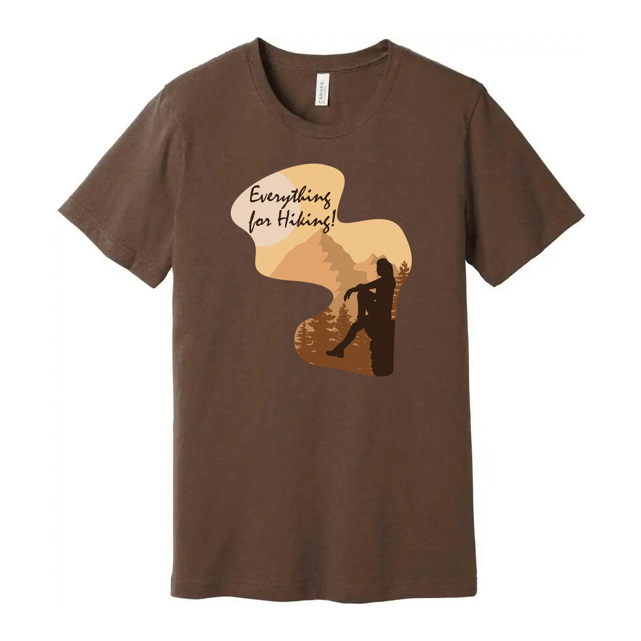 Unisex Outdoor Hiking Graphic T Shirt With Mountain Silhouette And Everything For Hiking Slogan