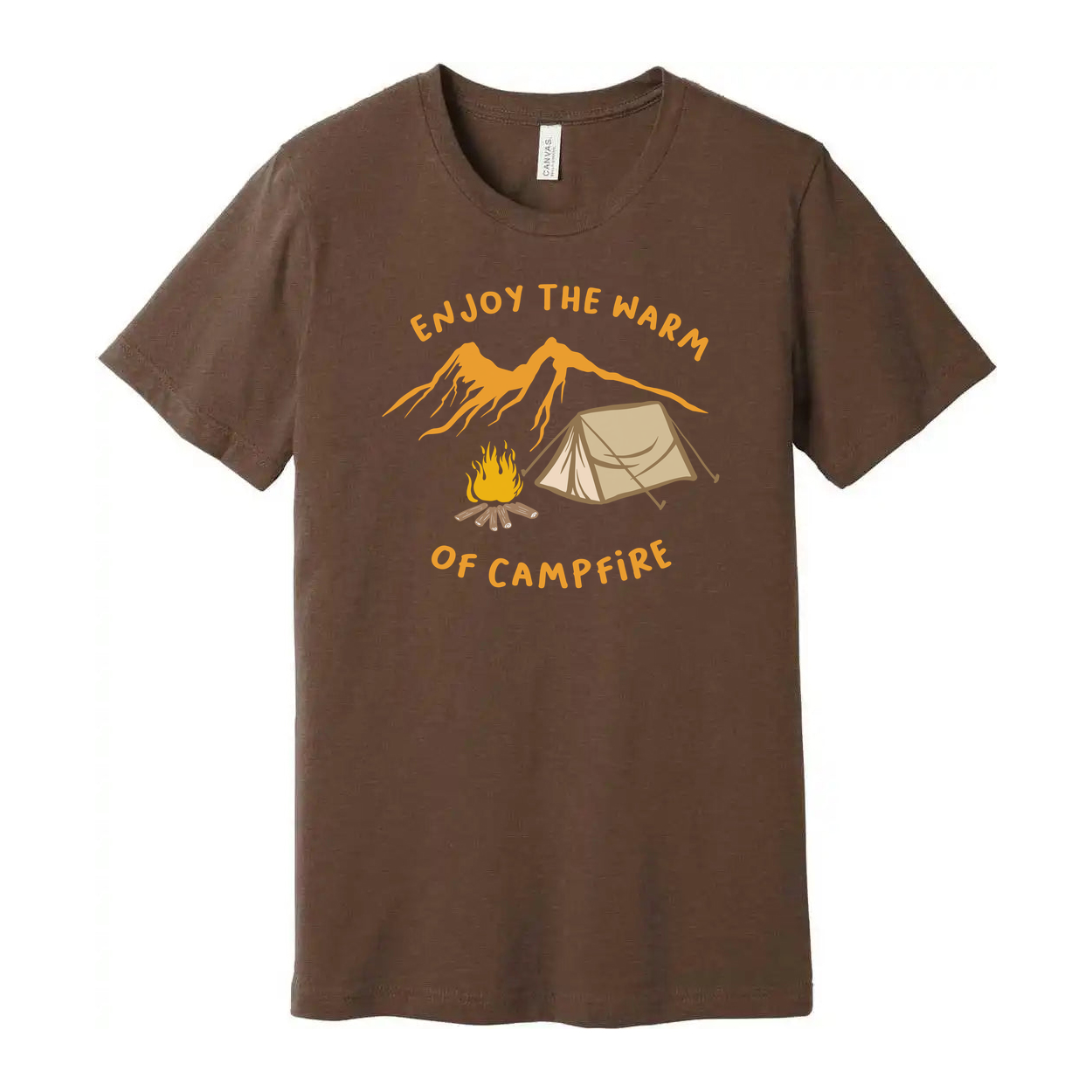 Outdoor Camping Themed T Shirt With Tent And Campfire Illustration For Unisex Adults