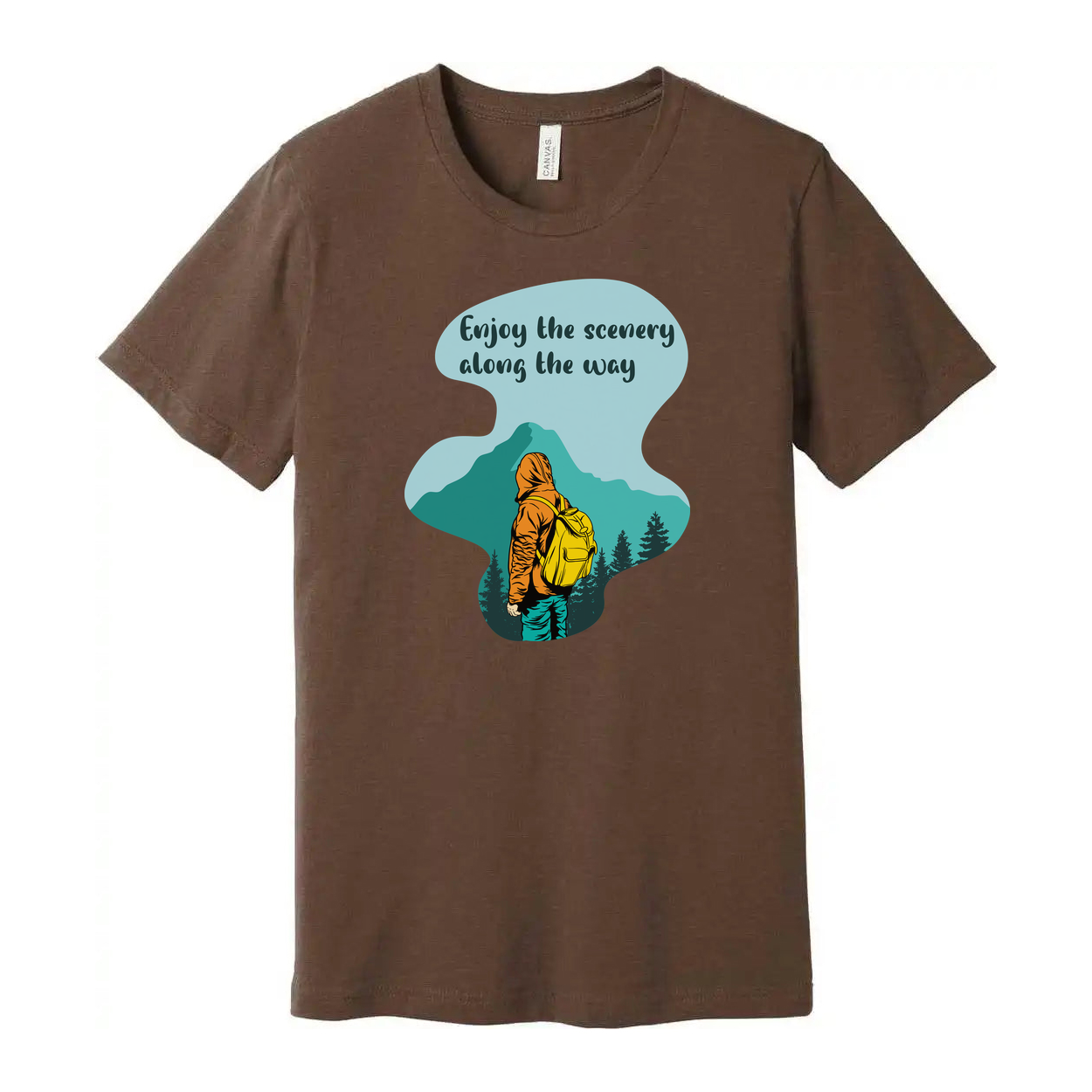 Unisex Outdoor Graphic Tee With Mountain Landscape And Enjoy The Scenery Along The Way