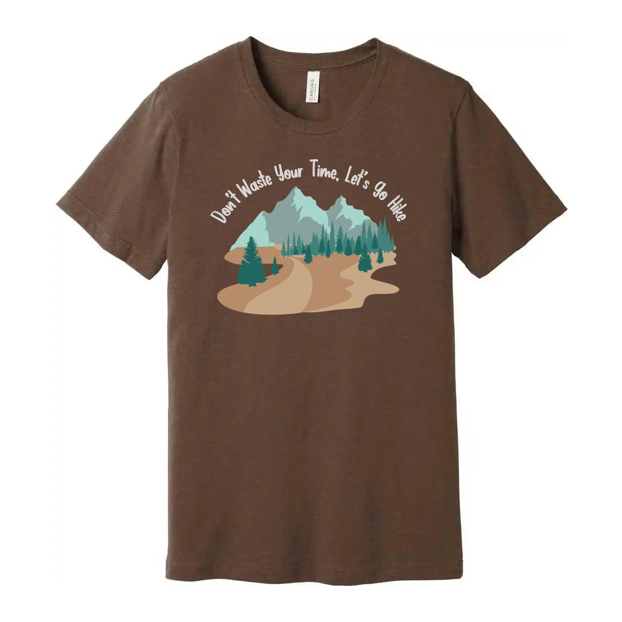Unisex Outdoor Landscape Graphic Tee With Mountain Trail Forest Scene In Soft Colors