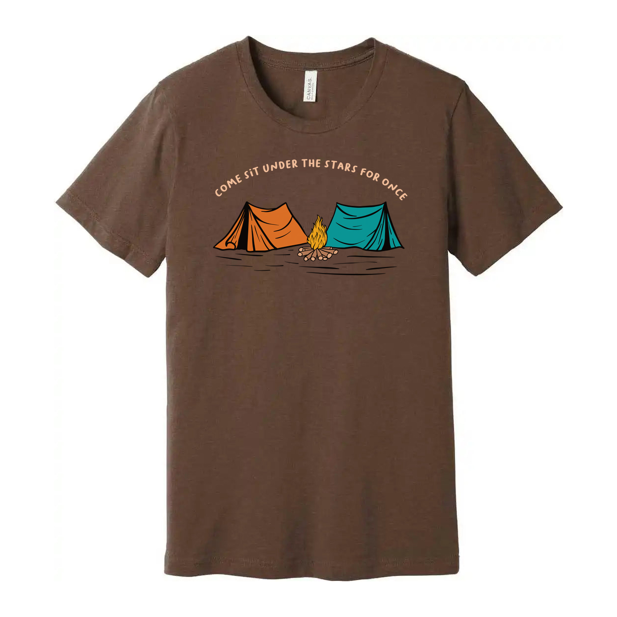 Unisex Outdoor Camping Tee With Tents And Campfire