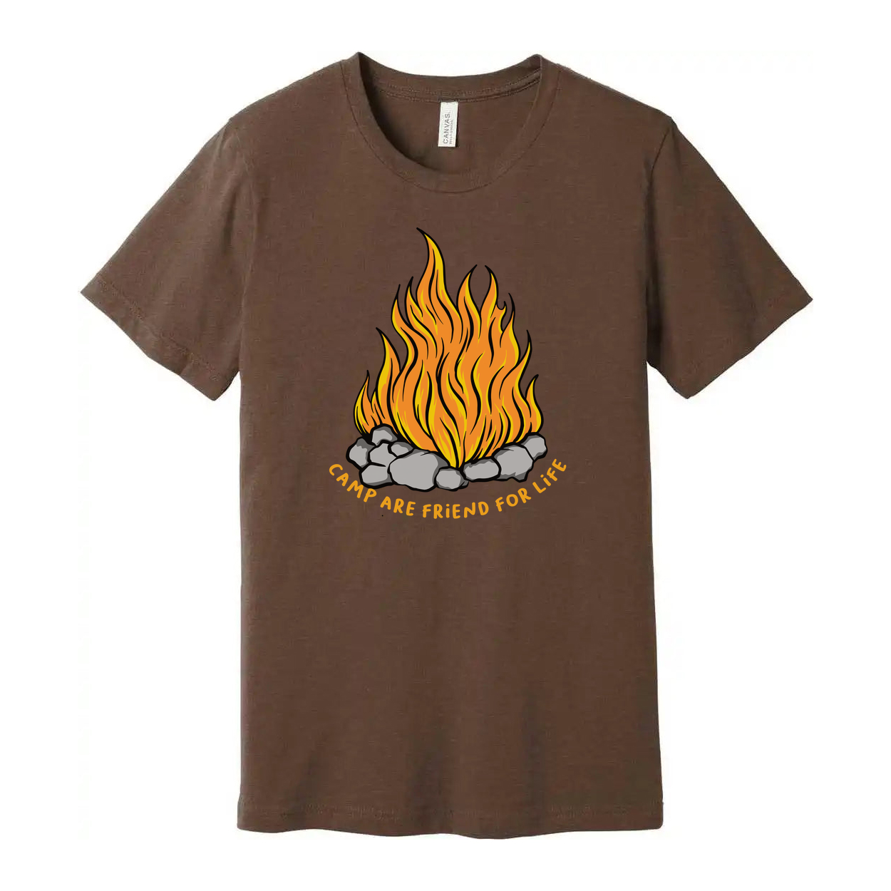 Unisex Outdoor Campfire Graphic T Shirt With Rock Ring And Slogan Camp Are Friend For Life