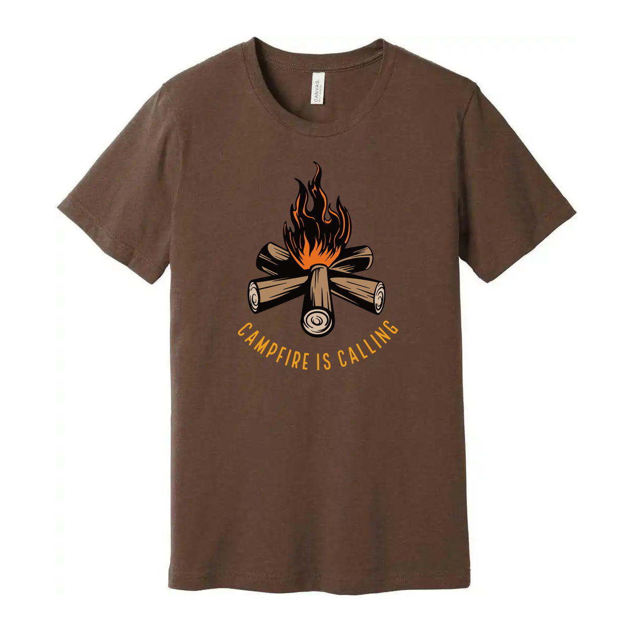 Unisex Campfire Graphic T Shirt With Log Pile And Flames For Outdoor Adventures Enthusiasts