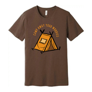 Unisex Outdoor Camping T Shirt With Tent Illustration And Camp Away Your Worries Slogan