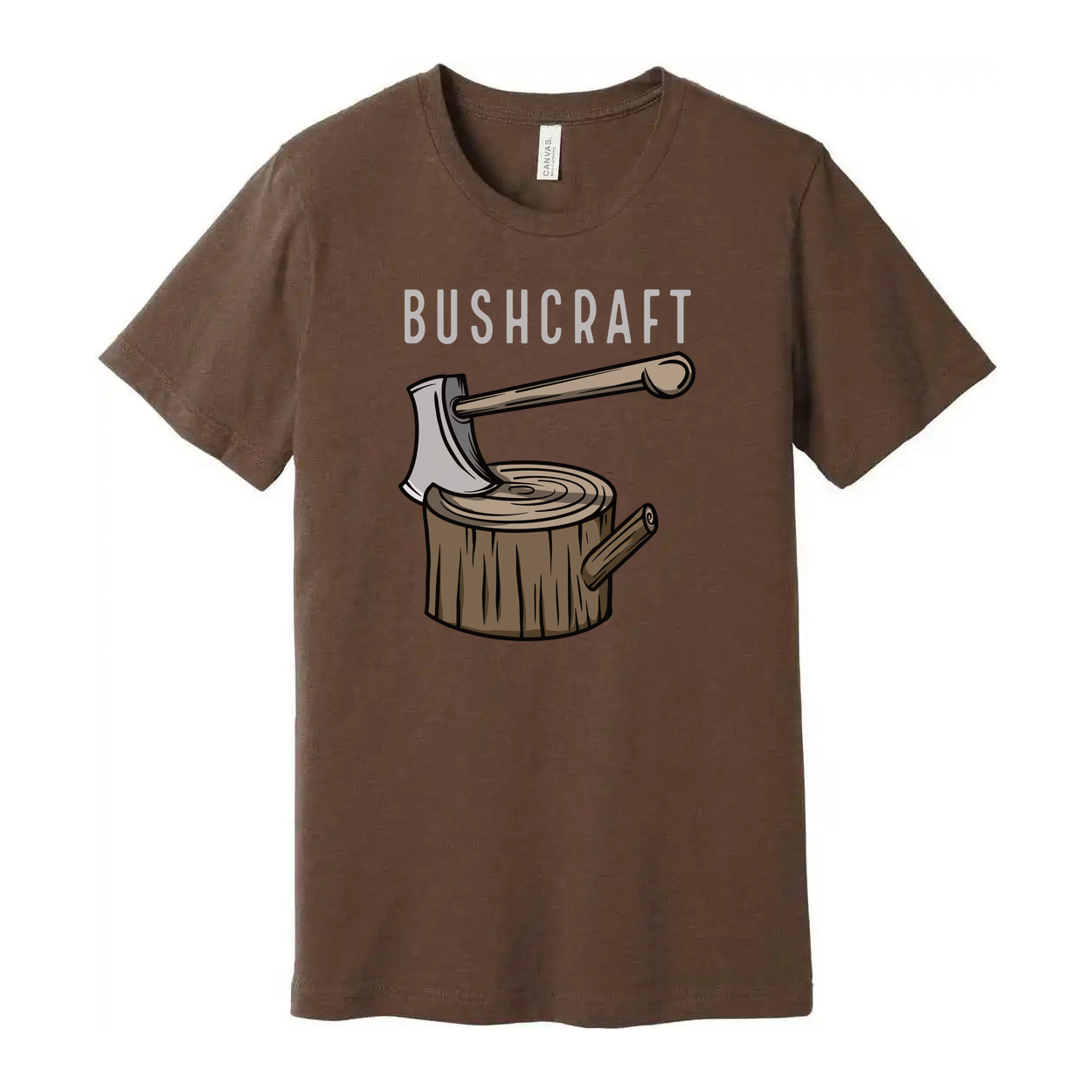 Bushcraft Axe And Log Graphic T Shirt For Outdoor Enthusiasts Unisex Apparel Ideal Camping Wear