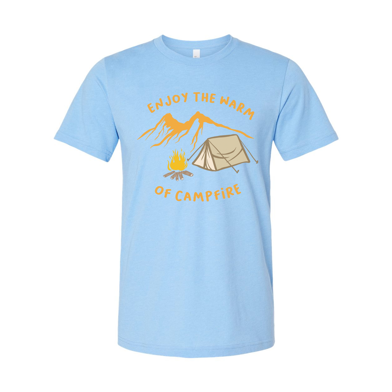 Outdoor Camping Themed T Shirt With Tent And Campfire Illustration For Unisex Adults