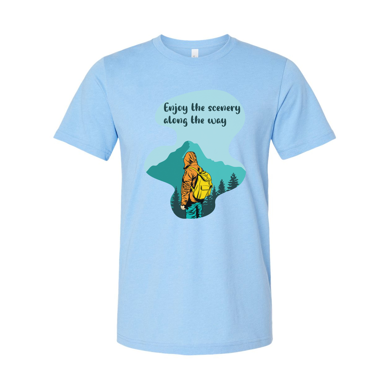 Unisex Outdoor Graphic Tee With Mountain Landscape And Enjoy The Scenery Along The Way