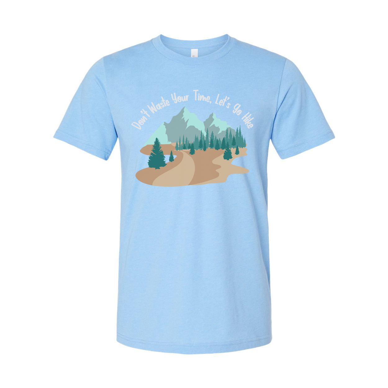 Unisex Outdoor Landscape Graphic Tee With Mountain Trail Forest Scene In Soft Colors