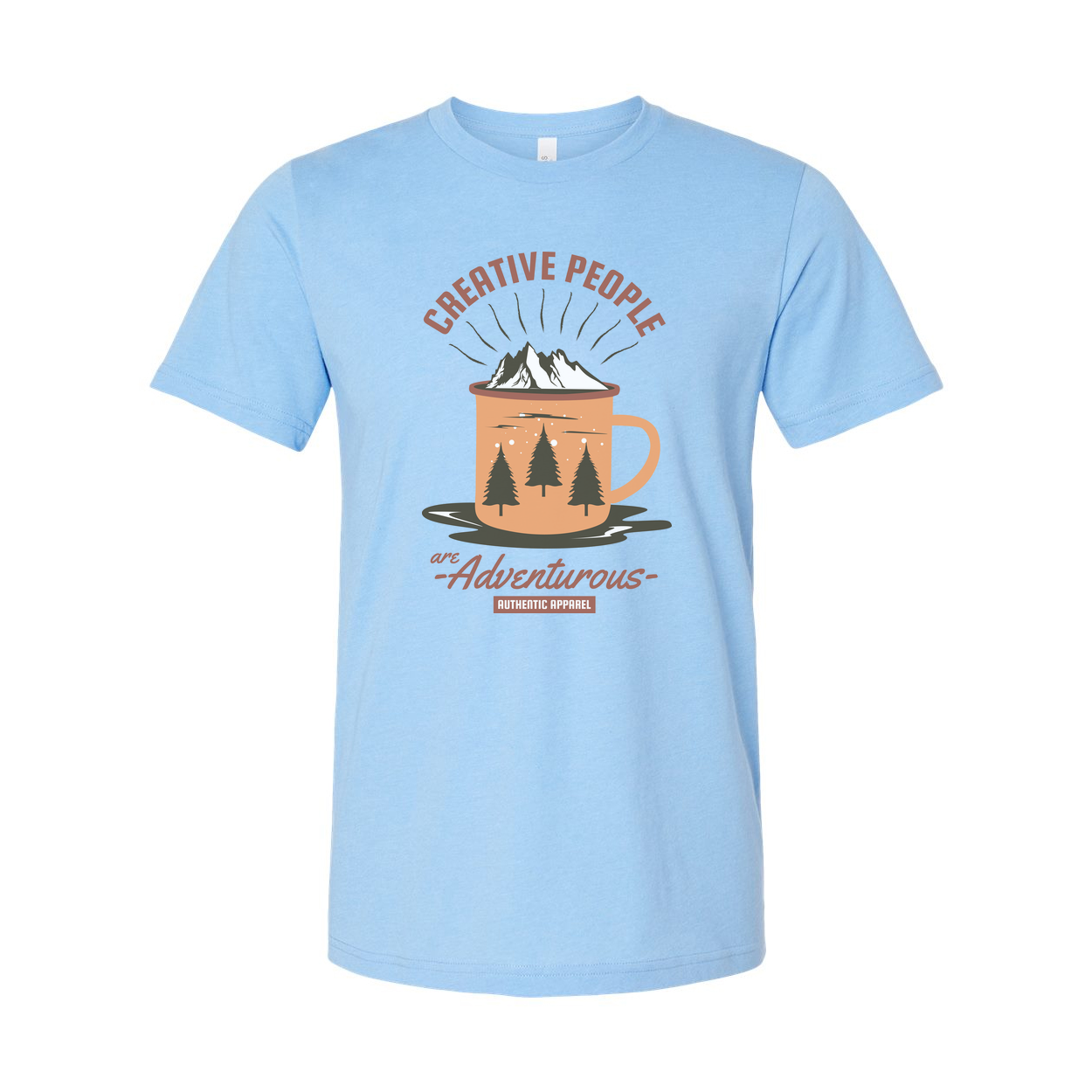Unisex Outdoor Adventure T Shirt With Creative People Are Adventurous Mountain Mug And Forest Trees Graphic