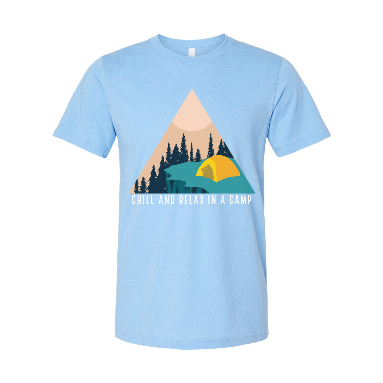 Unisex Outdoor Camping Graphic Tee With Tent And Pine Forest Scene For Hiking Trips