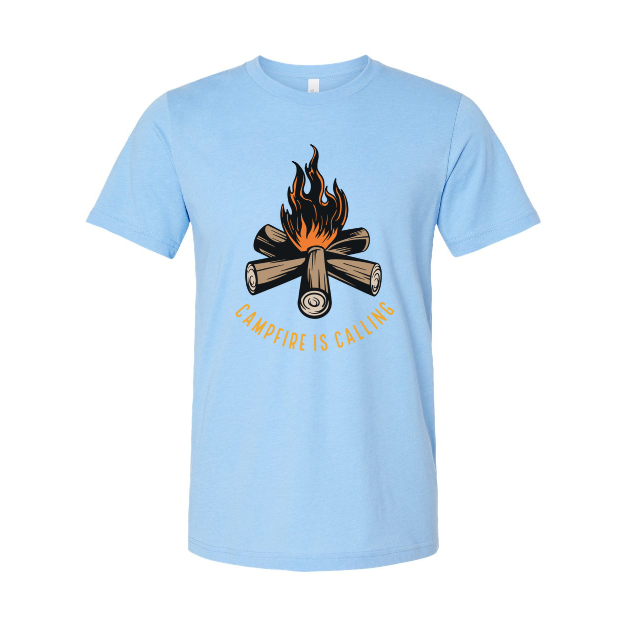 Unisex Campfire Graphic T Shirt With Log Pile And Flames For Outdoor Adventures Enthusiasts