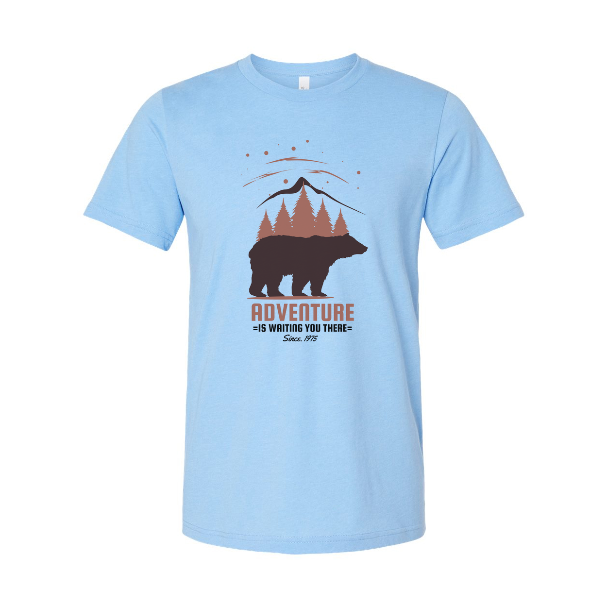 Unisex Outdoor Adventure Bear Graphic Tee With Mountain Forest Scene And Rustic Typography