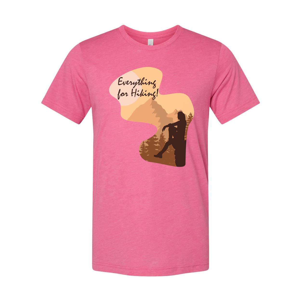 Unisex Outdoor Hiking Graphic T Shirt With Mountain Silhouette And Everything For Hiking Slogan