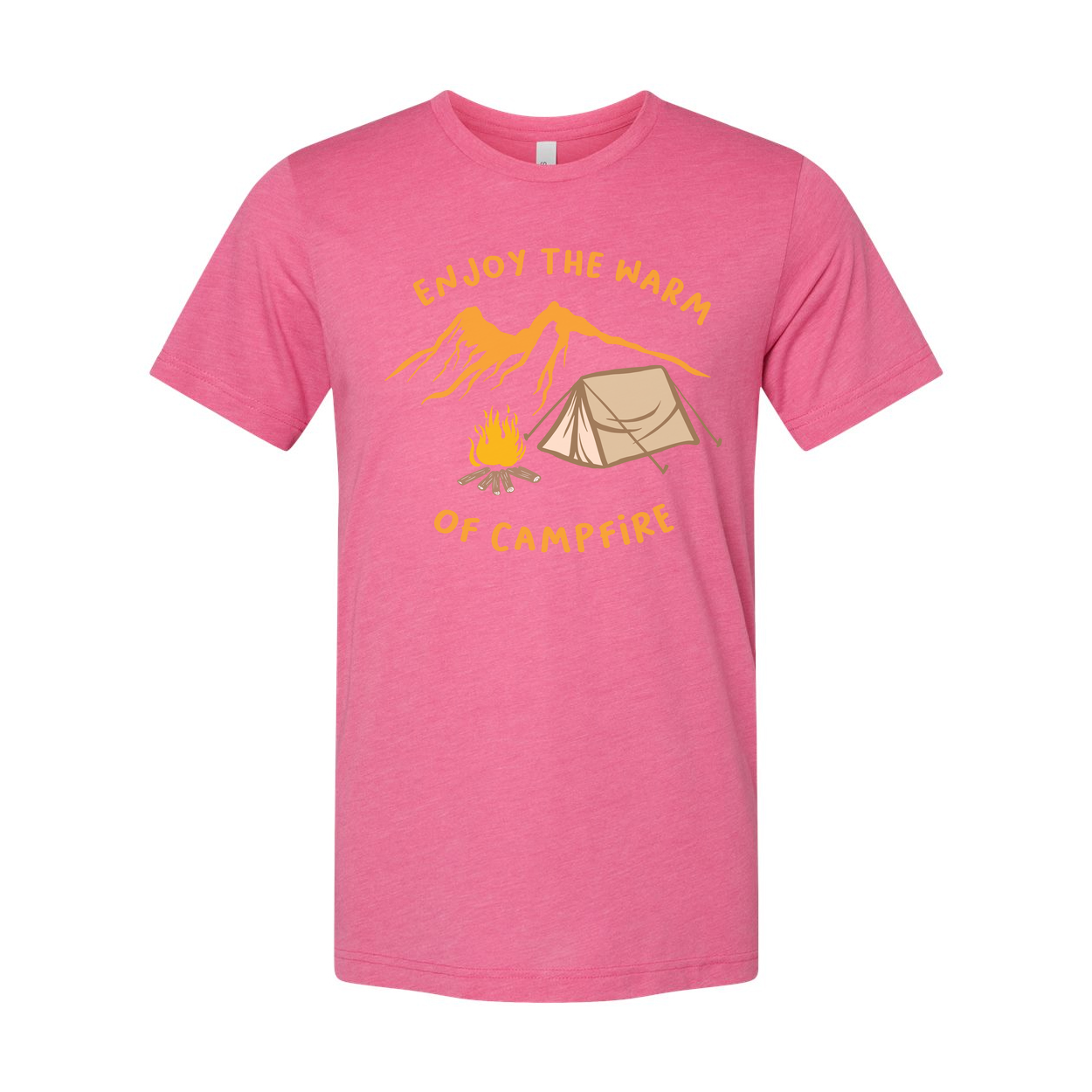 Outdoor Camping Themed T Shirt With Tent And Campfire Illustration For Unisex Adults