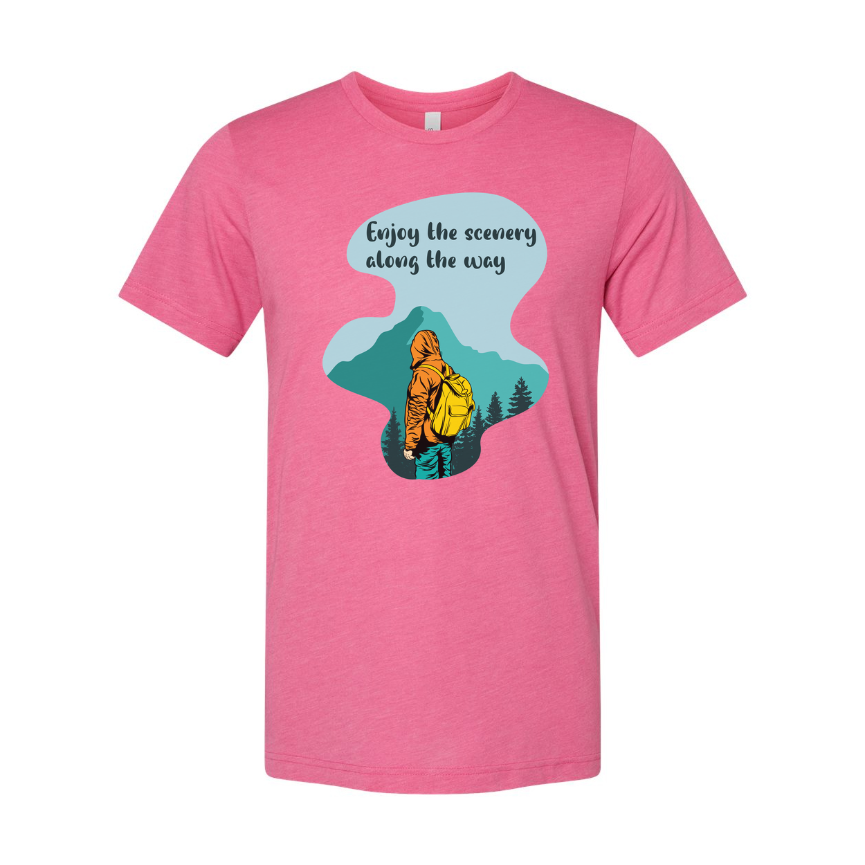 Unisex Outdoor Graphic Tee With Mountain Landscape And Enjoy The Scenery Along The Way