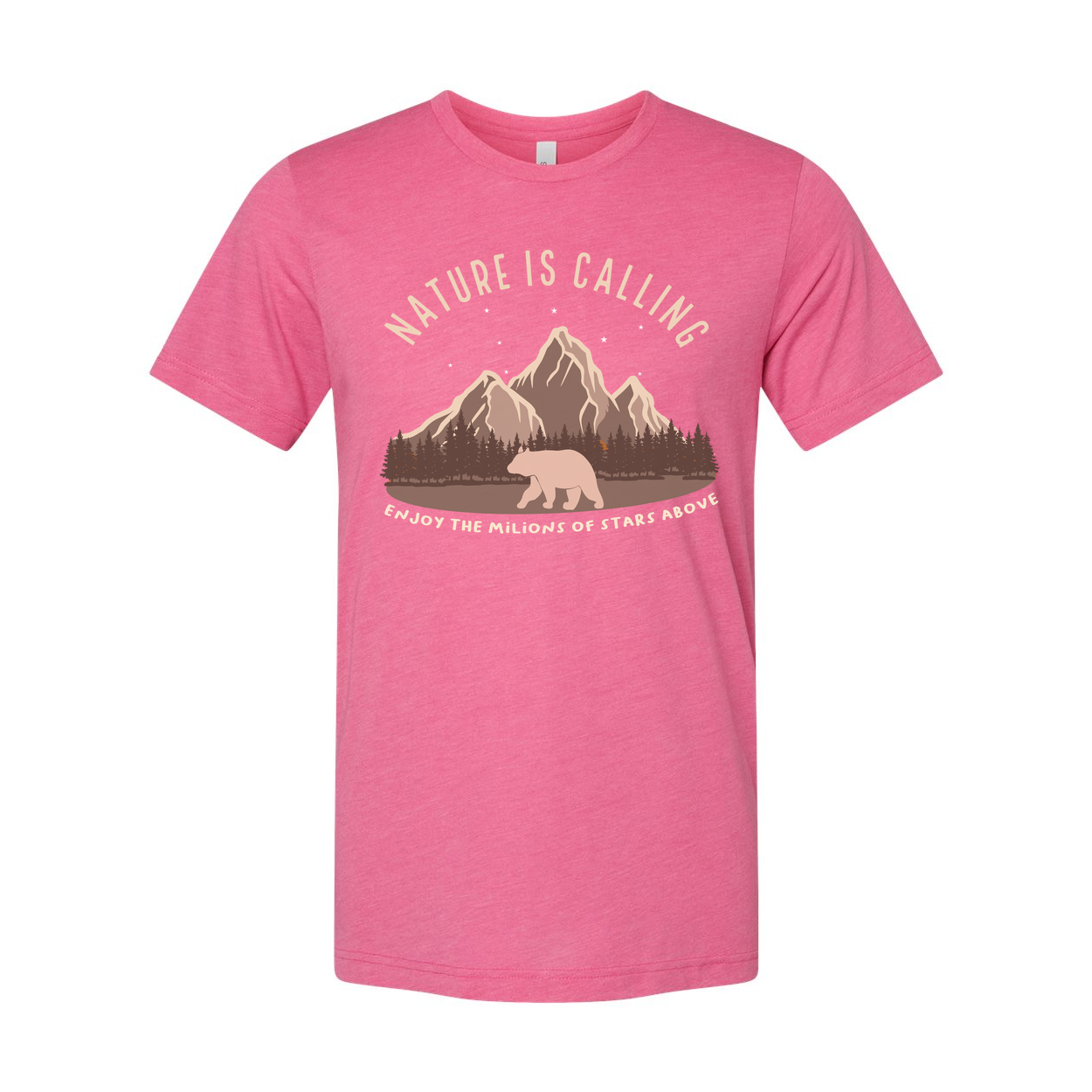 Unisex Outdoor Adventure T Shirt With Mountain Range Bear Graphic And Nature Is Calling
