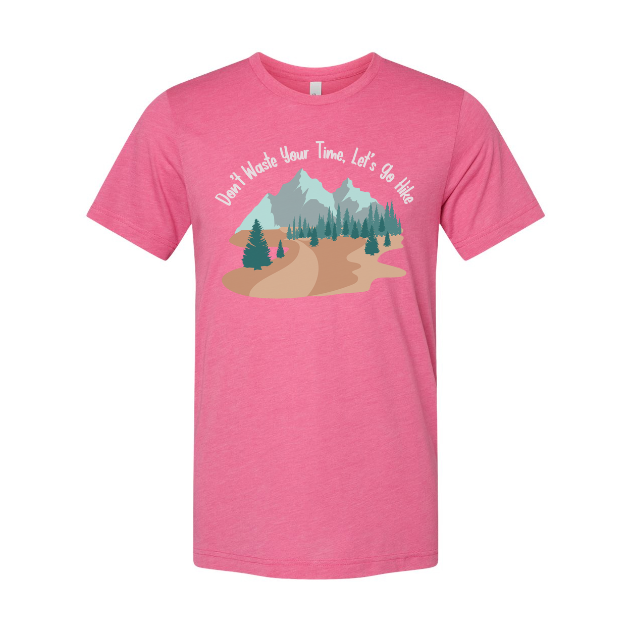 Unisex Outdoor Landscape Graphic Tee With Mountain Trail Forest Scene In Soft Colors