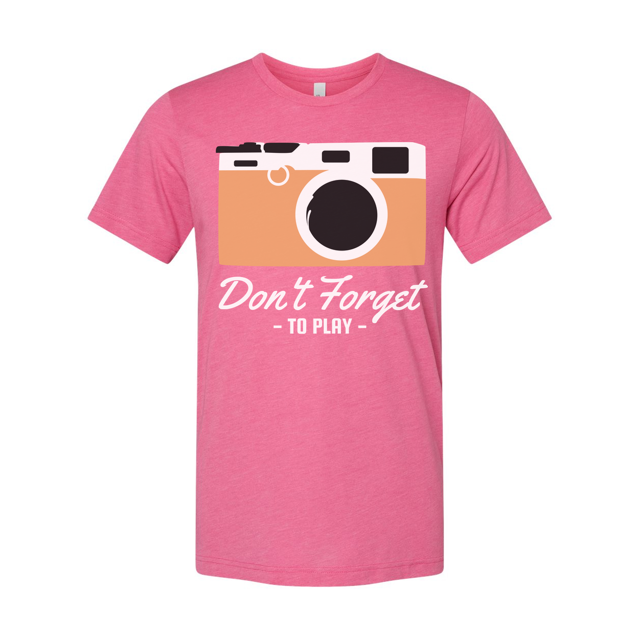 Unisex Camera Graphic Tee Featuring Dont Forget To Play Message And Retro Style Look