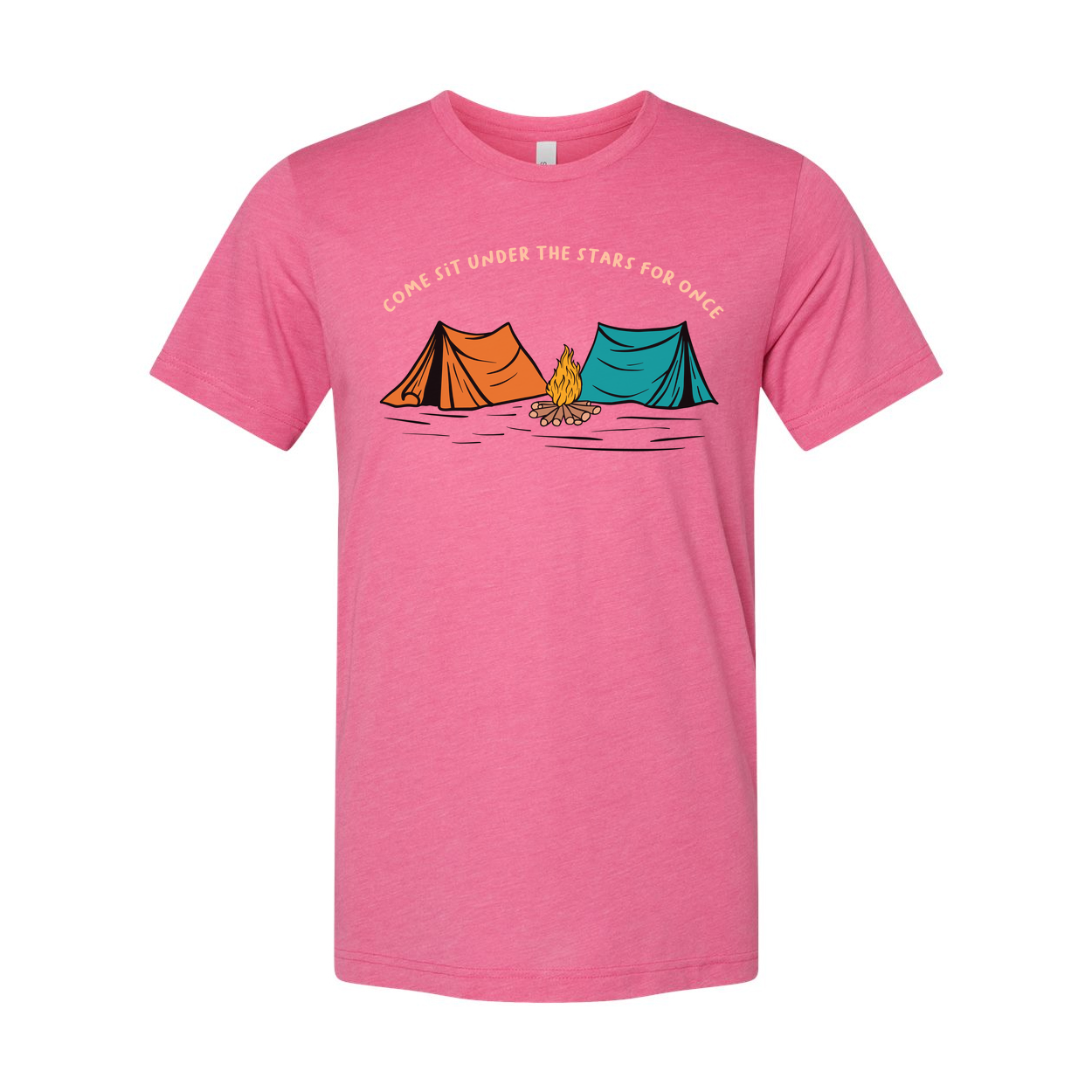 Unisex Outdoor Camping Tee With Tents And Campfire