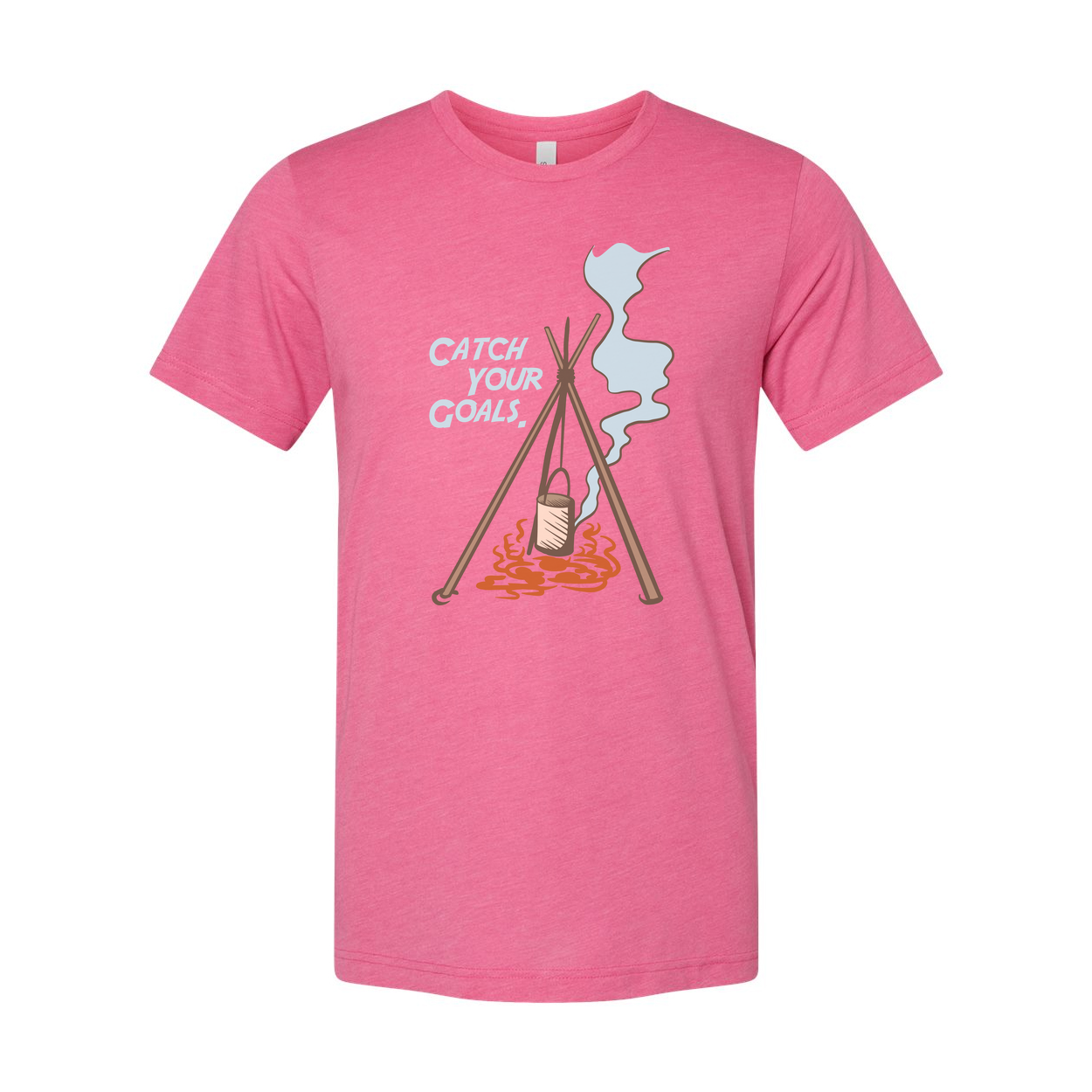 Unisex Outdoor Camping T Shirt With Tripod Campfire And Steam Illustration Graphic Tee Design