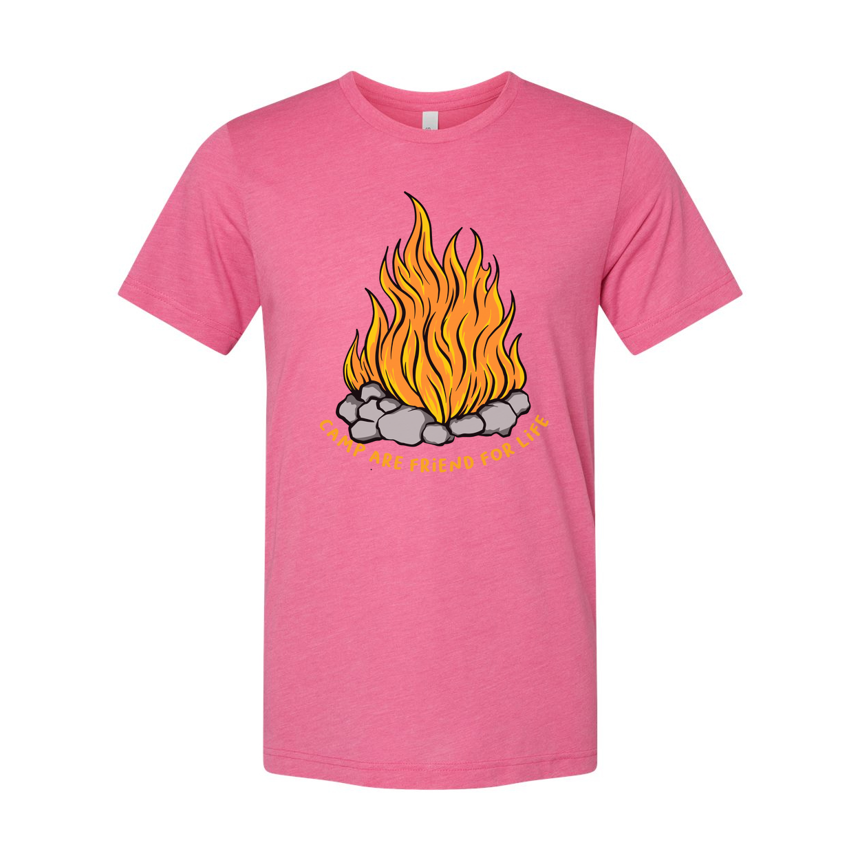 Unisex Outdoor Campfire Graphic T Shirt With Rock Ring And Slogan Camp Are Friend For Life