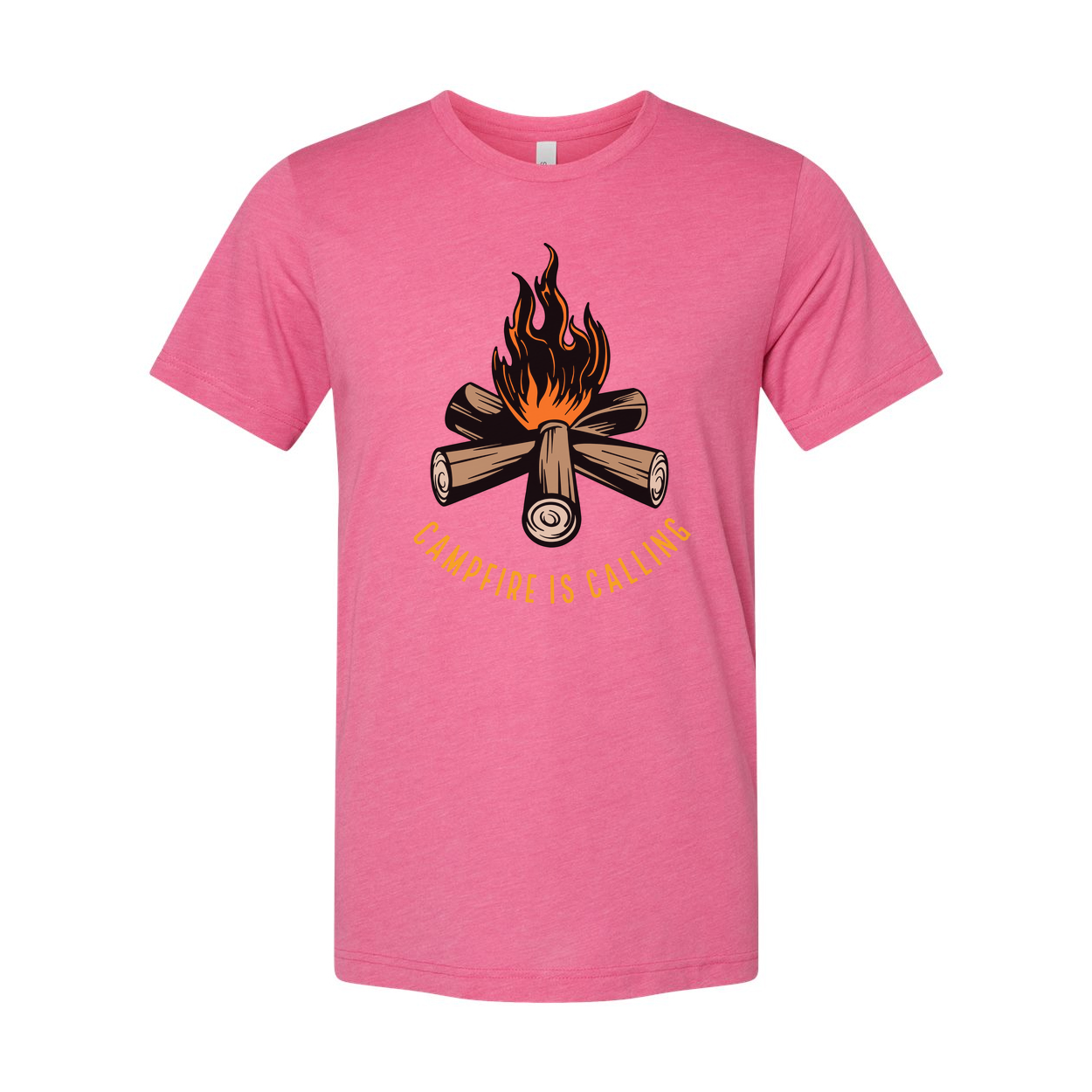 Unisex Campfire Graphic T Shirt With Log Pile And Flames For Outdoor Adventures Enthusiasts