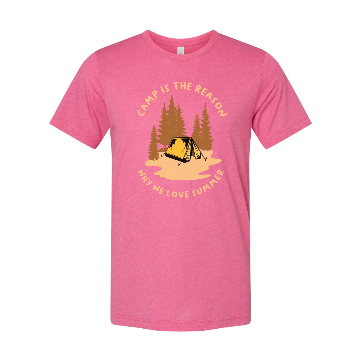 Outdoor Camping Themed Unisex T Shirt With Tent And Pine Forest Illustration For Adventure Lovers
