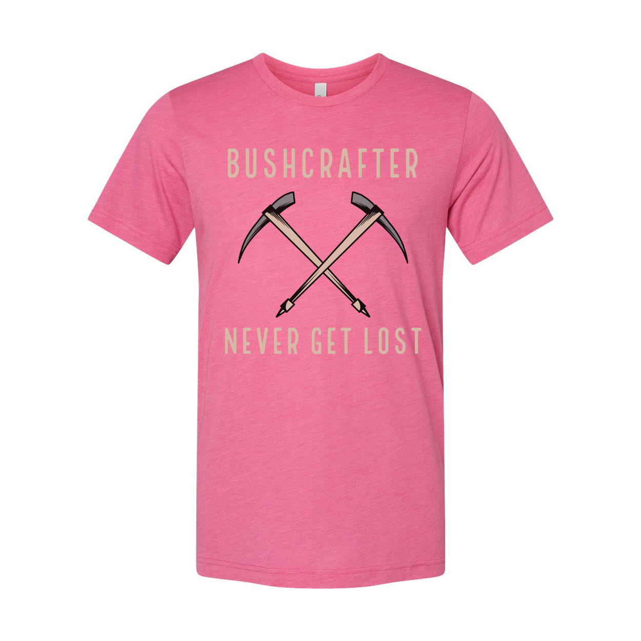 Bushcrafter Crossed Pickaxes Graphic Unisex Outdoor T Shirt Never Get Lost Adventure Ready Gear