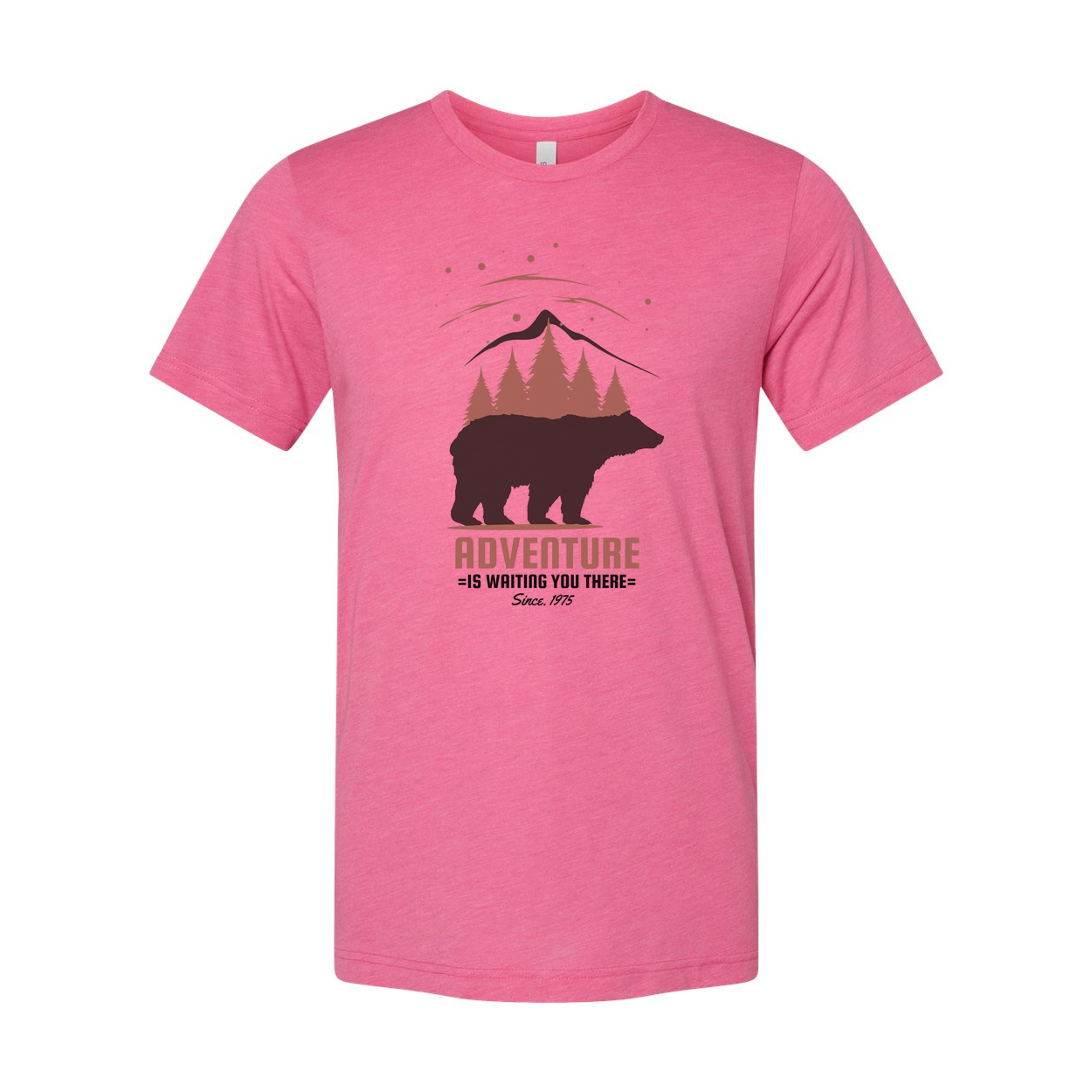 Unisex Outdoor Adventure Bear Graphic Tee With Mountain Forest Scene And Rustic Typography