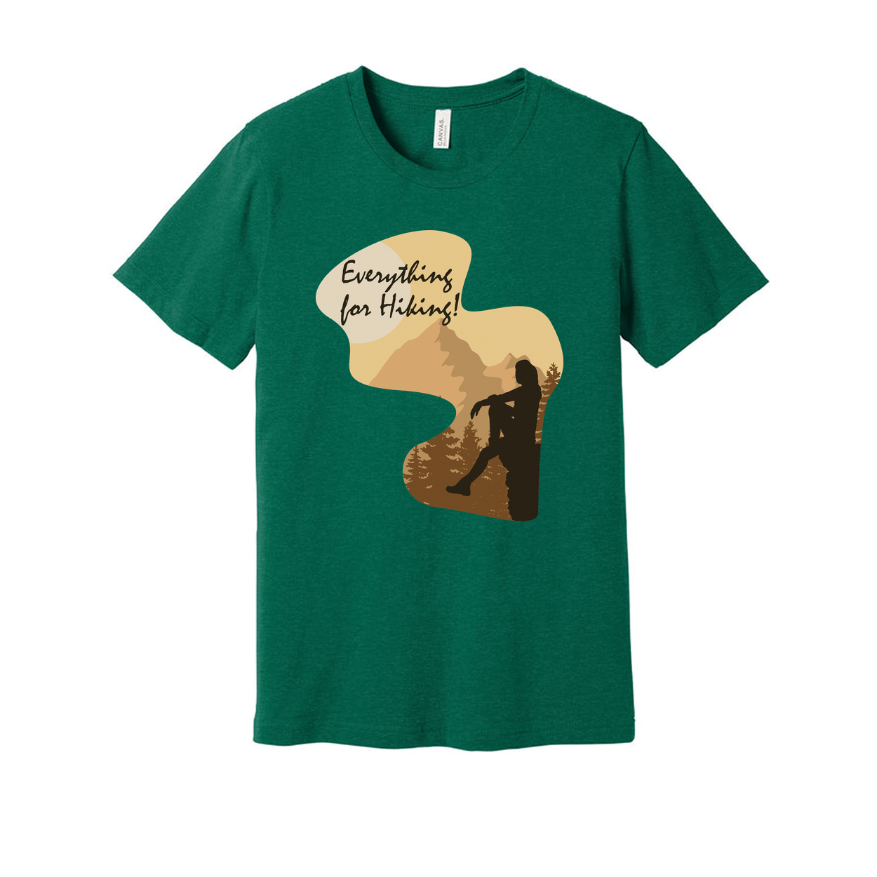 Unisex Outdoor Hiking Graphic T Shirt With Mountain Silhouette And Everything For Hiking Slogan