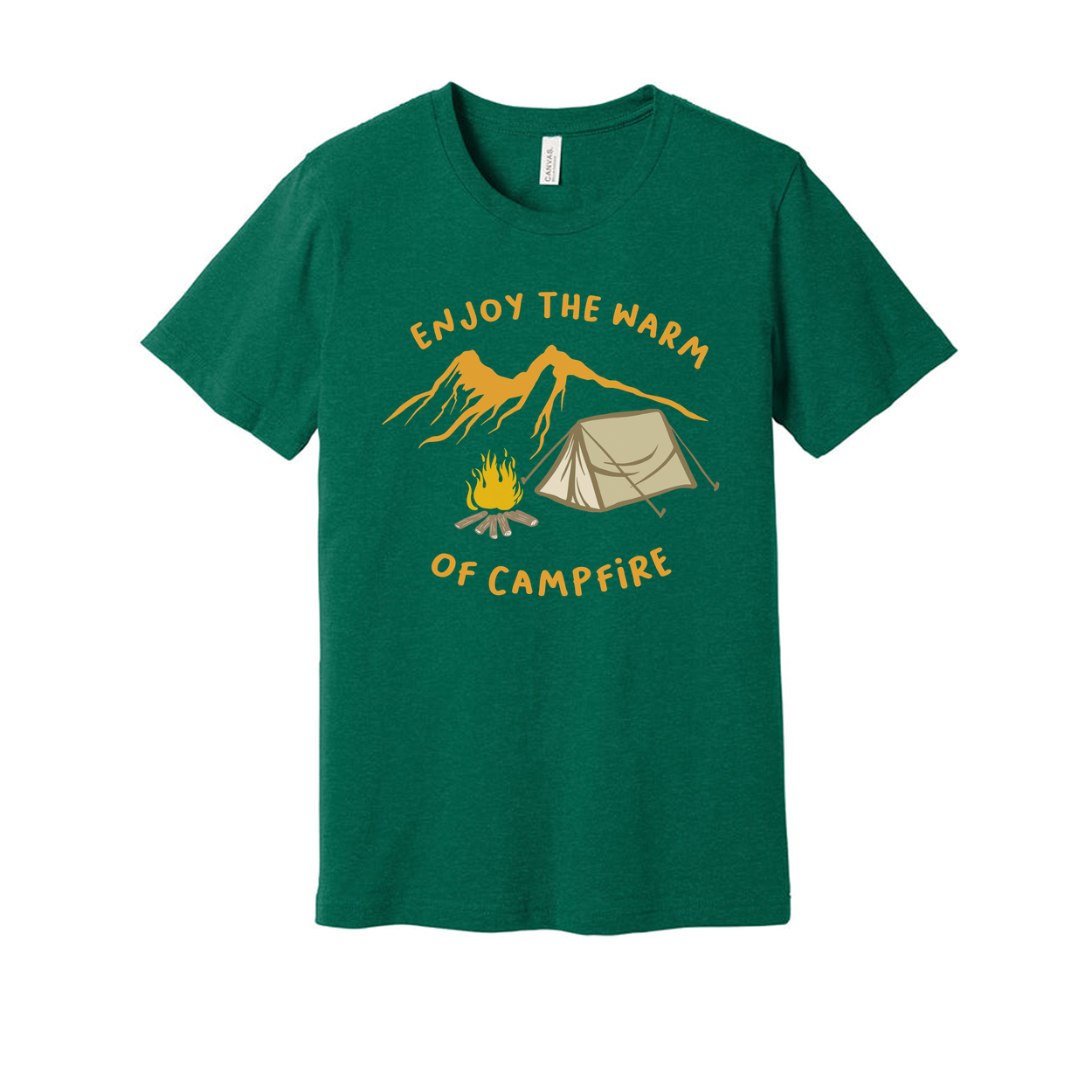 Outdoor Camping Themed T Shirt With Tent And Campfire Illustration For Unisex Adults