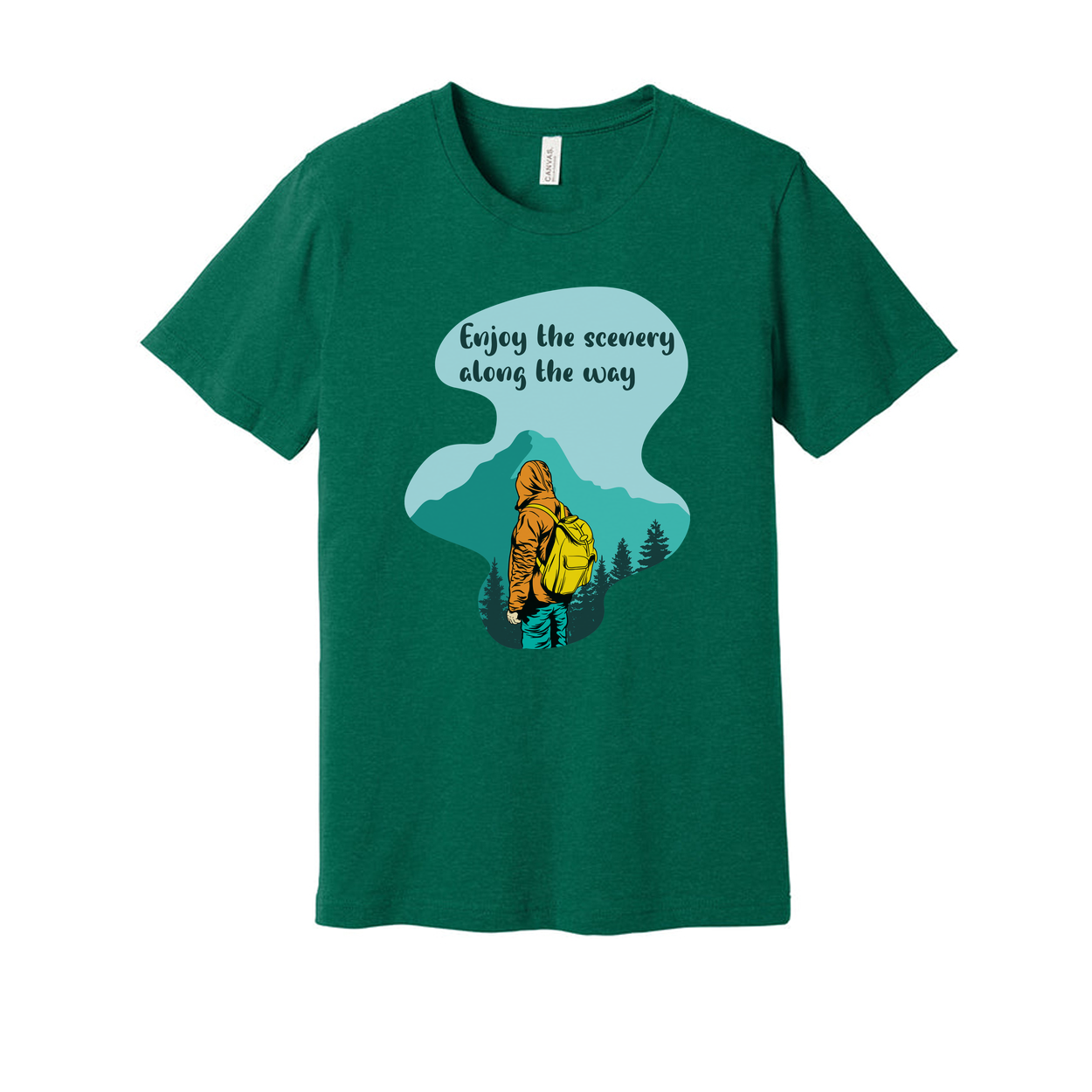 Unisex Outdoor Graphic Tee With Mountain Landscape And Enjoy The Scenery Along The Way