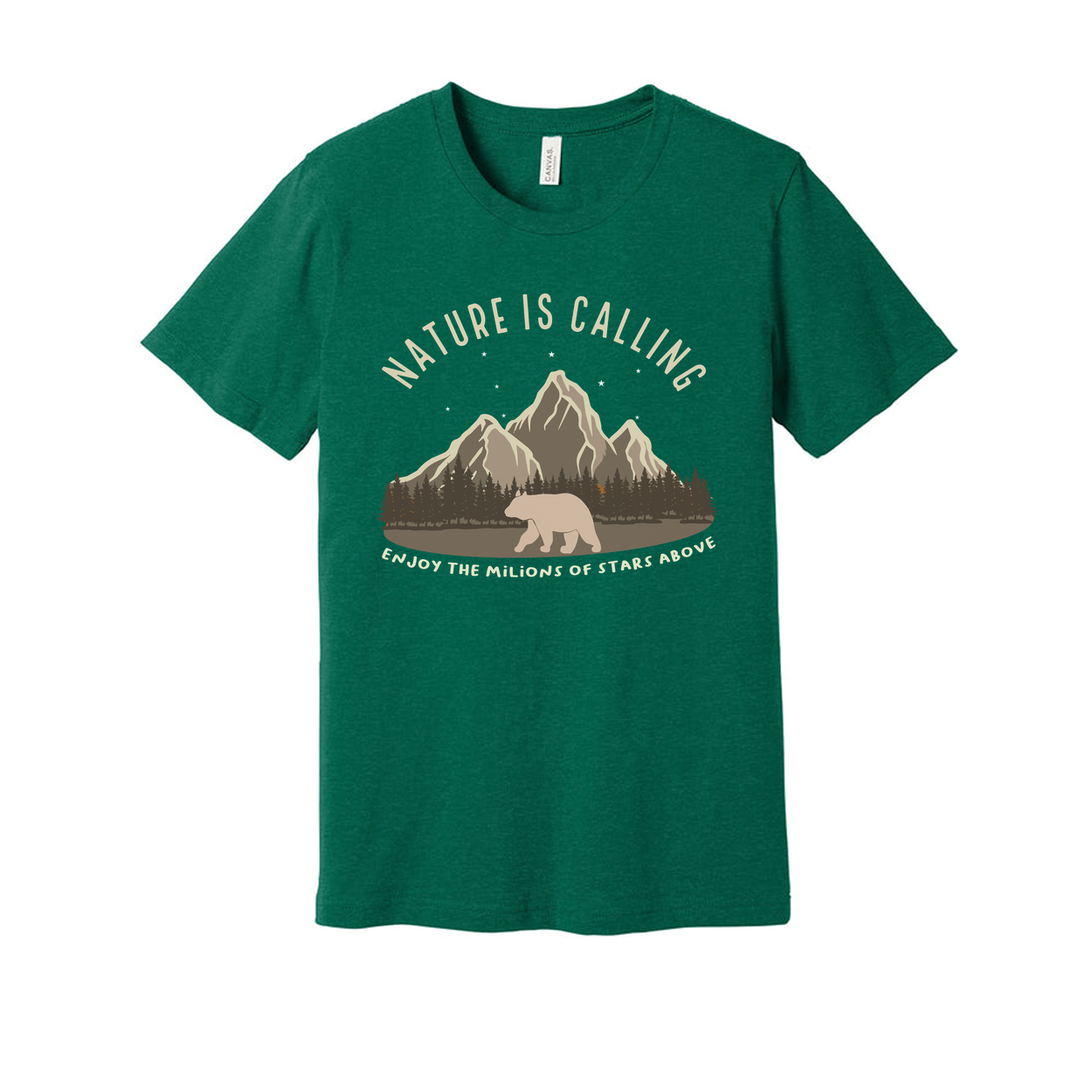 Unisex Outdoor Adventure T Shirt With Mountain Range Bear Graphic And Nature Is Calling