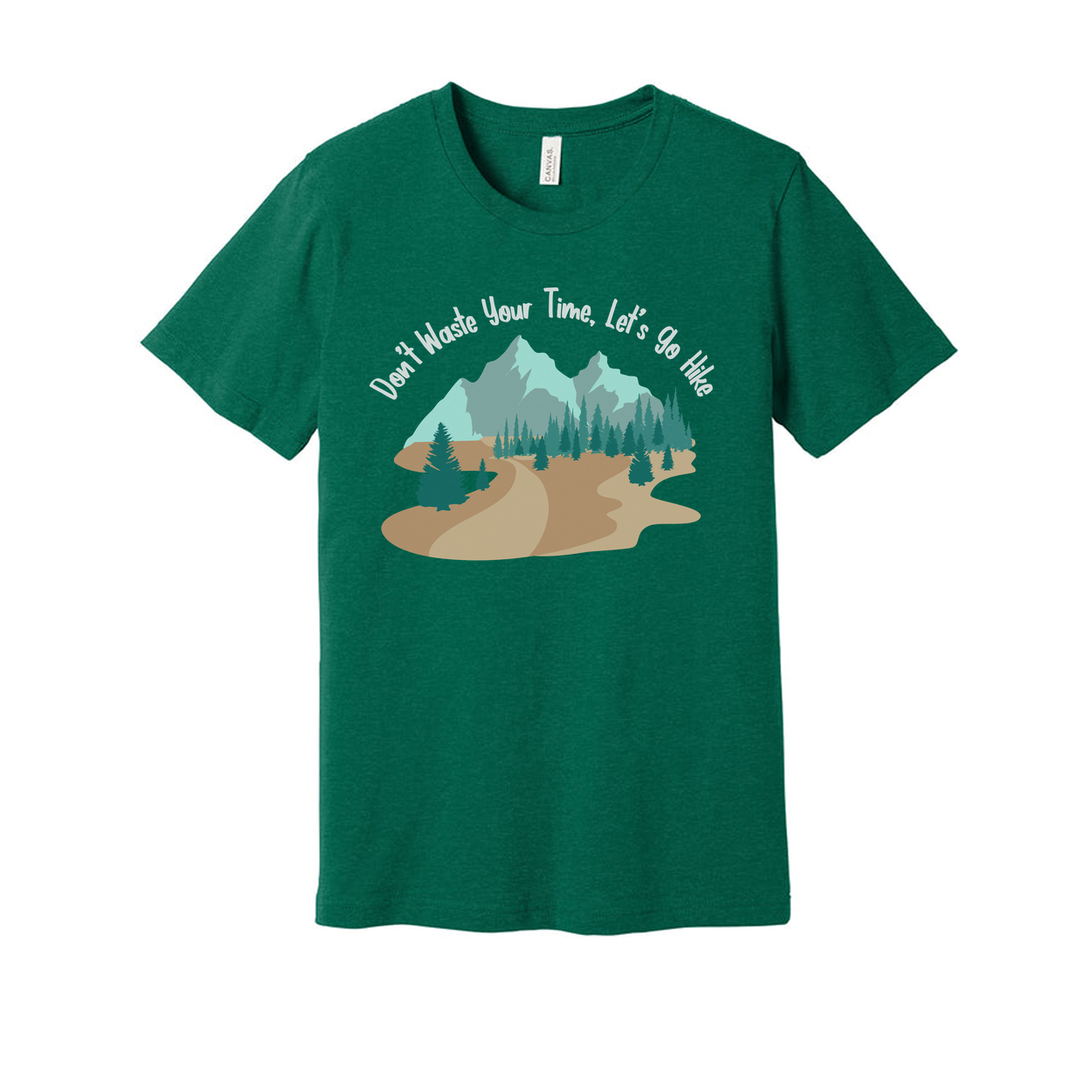 Unisex Outdoor Landscape Graphic Tee With Mountain Trail Forest Scene In Soft Colors