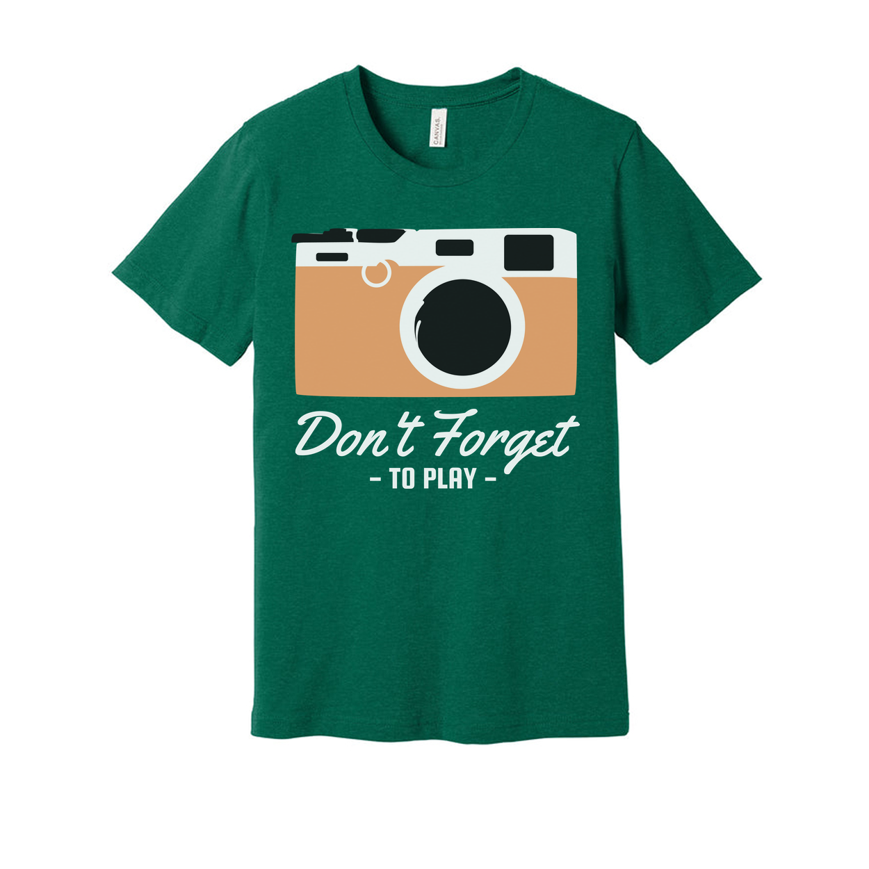 Unisex Camera Graphic Tee Featuring Dont Forget To Play Message And Retro Style Look