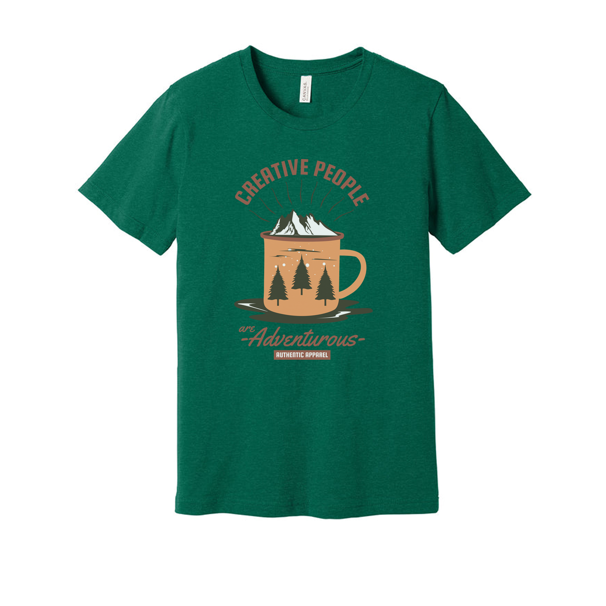Unisex Outdoor Adventure T Shirt With Creative People Are Adventurous Mountain Mug And Forest Trees Graphic