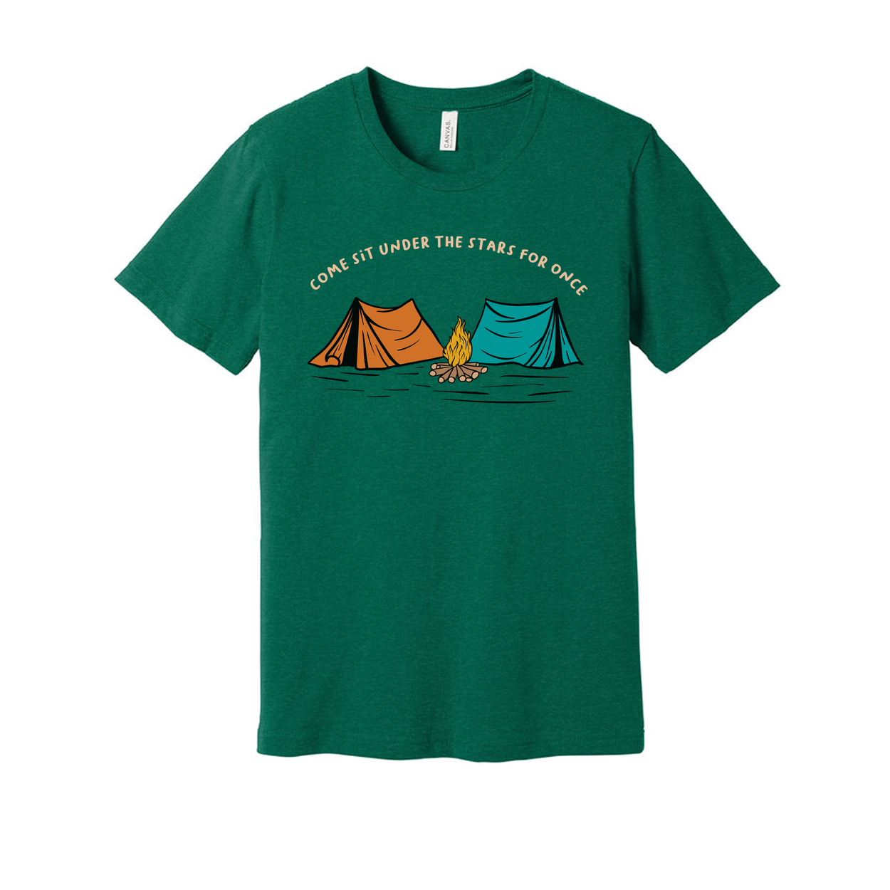 Unisex Outdoor Camping Tee With Tents And Campfire