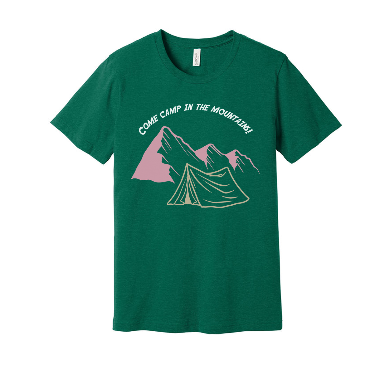 Unisex Outdoor Camping Graphic Tee With Mountain Range Tent Illustration And Arching Text