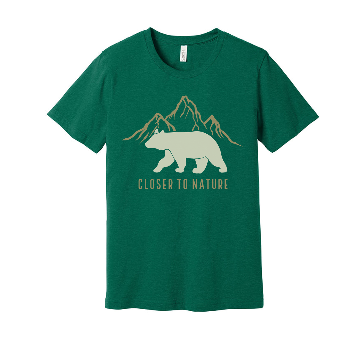Bear And Mountain Graphic T Shirt With Closer To Nature Motto For Outdoors Lovers