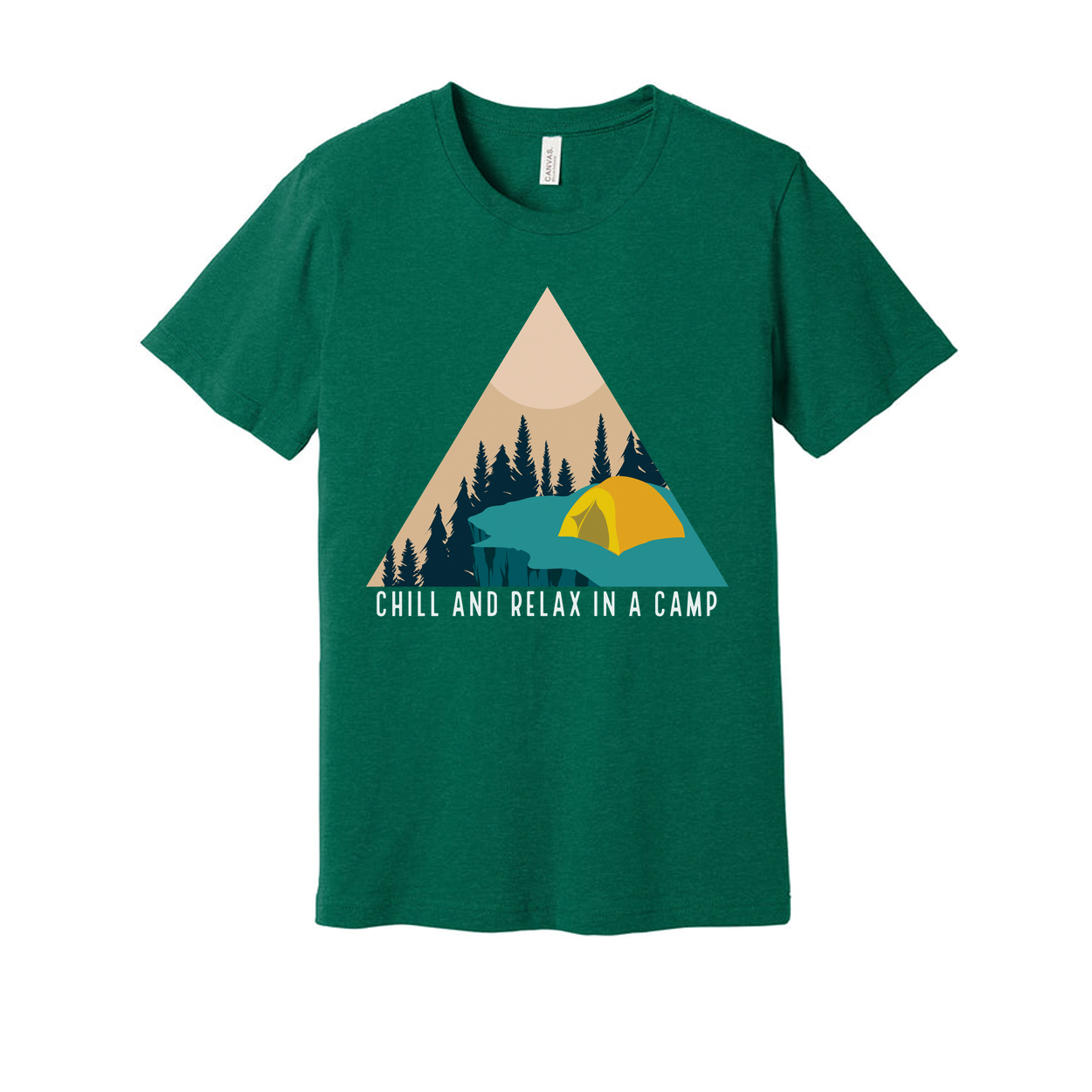 Unisex Outdoor Camping Graphic Tee With Tent And Pine Forest Scene For Hiking Trips