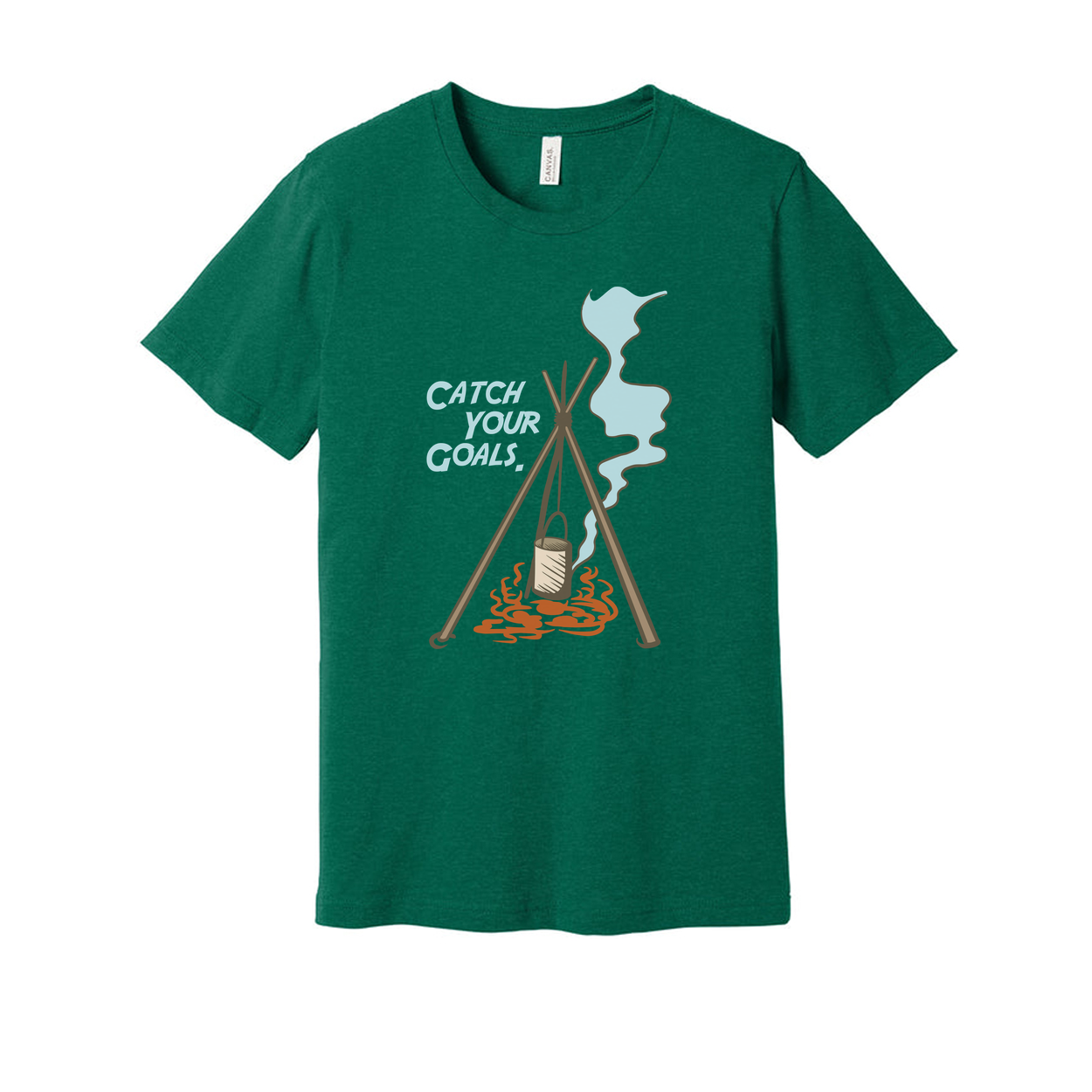 Unisex Outdoor Camping T Shirt With Tripod Campfire And Steam Illustration Graphic Tee Design