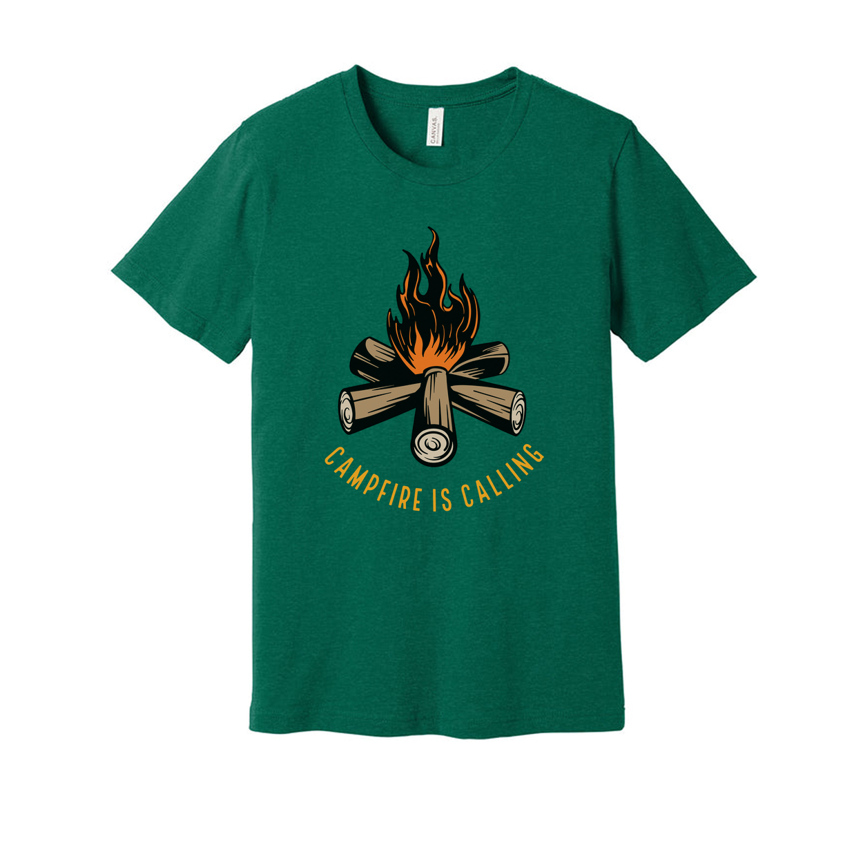 Unisex Campfire Graphic T Shirt With Log Pile And Flames For Outdoor Adventures Enthusiasts
